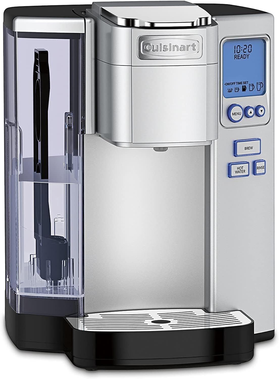 Cuisinart Coffee Maker, Single Serve 72-Ounce Reservoir Pod Coffee Machine, Programmable Brewing & Hot Water Dispenser, 5 Cup-Size Settings, Stainless Steel, SS-10P1, Silver