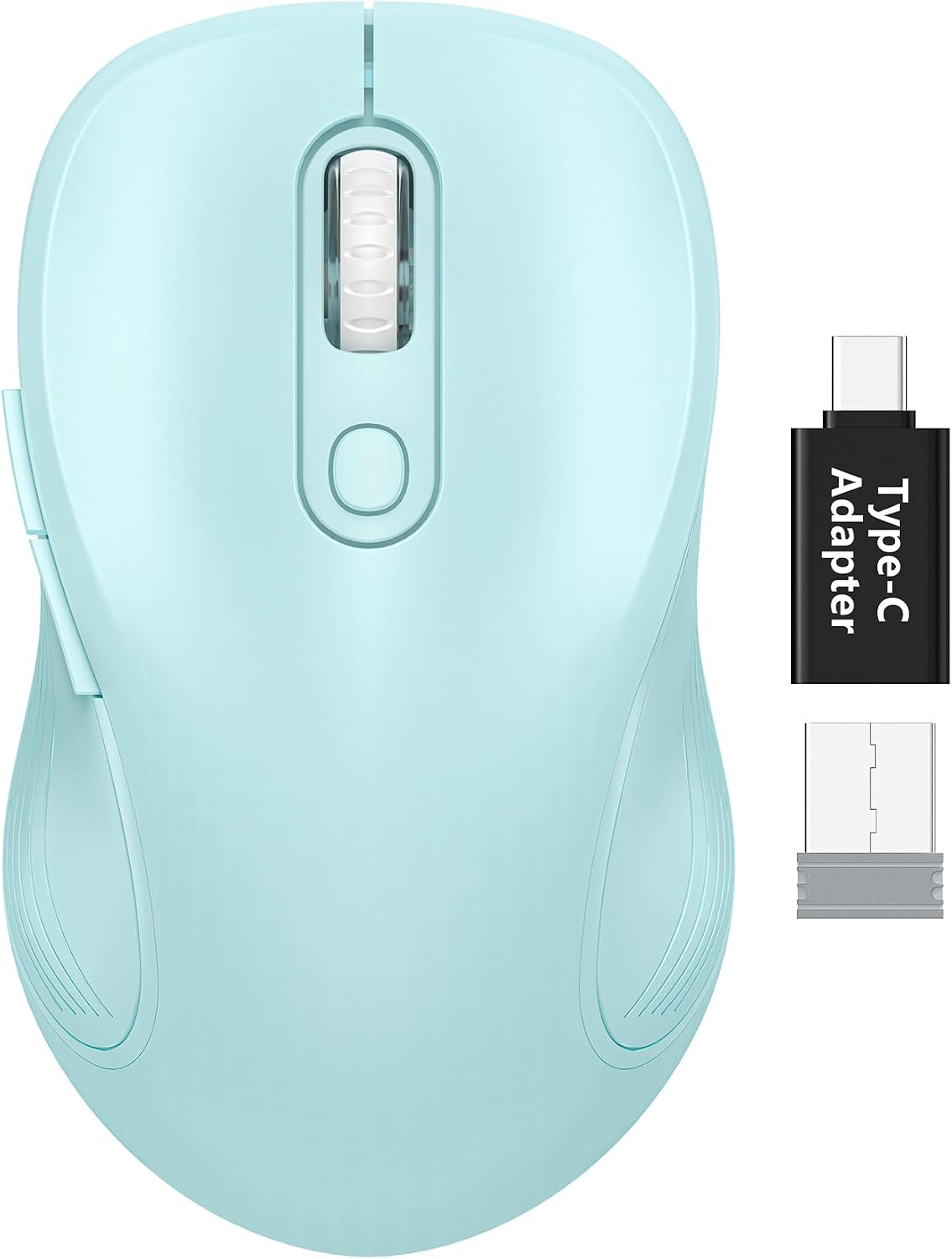 Trueque Wireless Mouse for Laptop, 2.4GHz Ergonomic Computer Mouse with Back & Forward Buttons, 3 Adjustable DPI Levels, 6 Buttons, Optical USB Cordless Mice for Windows PC, M01 (Light Blue)