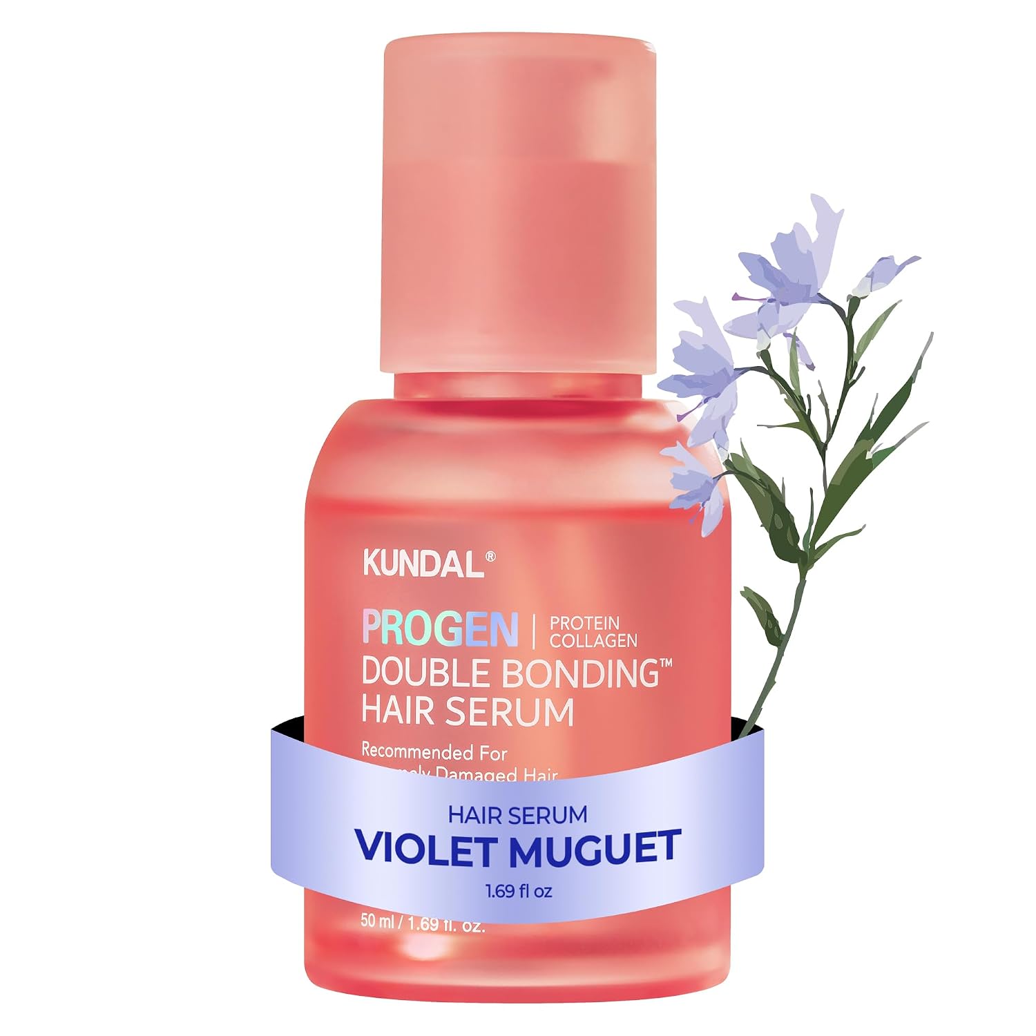 KUNDAL Protein Collagen Double Bonding Hair Serum, Violet Muguet, 1.69 Fl Oz – Korean Beauty Heat Protection, Non-Greasy Finish, Infused with Protein & Amino Acids to Repair Structure and Split Ends