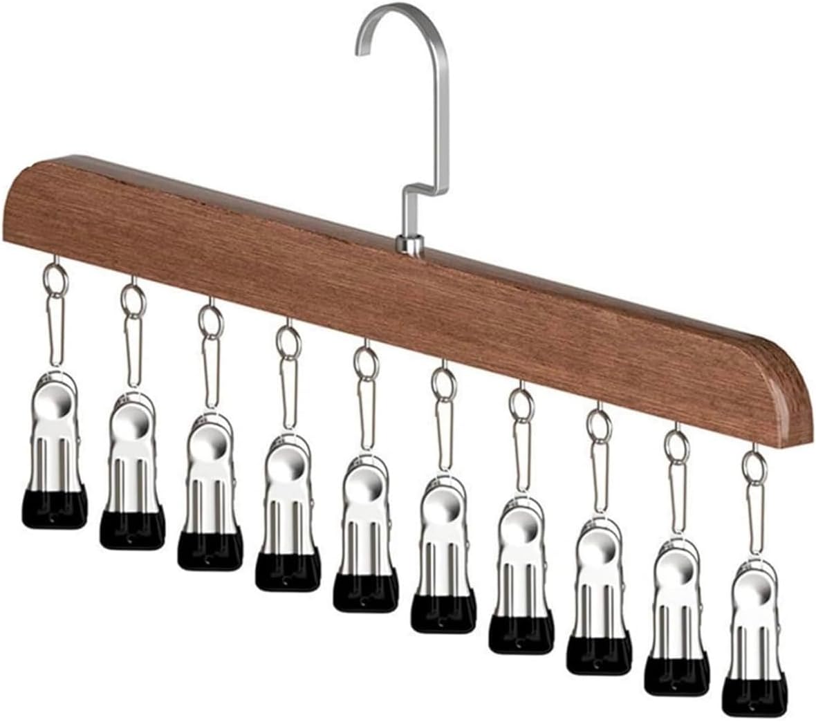 Hanging Closet Organizer with 10 Clips, Space Saving Closet Storage for Hats, Scarves, Socks, Jeans, Skirts & Pants, Multi-Purpose Clothes Hanger with Clips (2 PCS, Vintage)