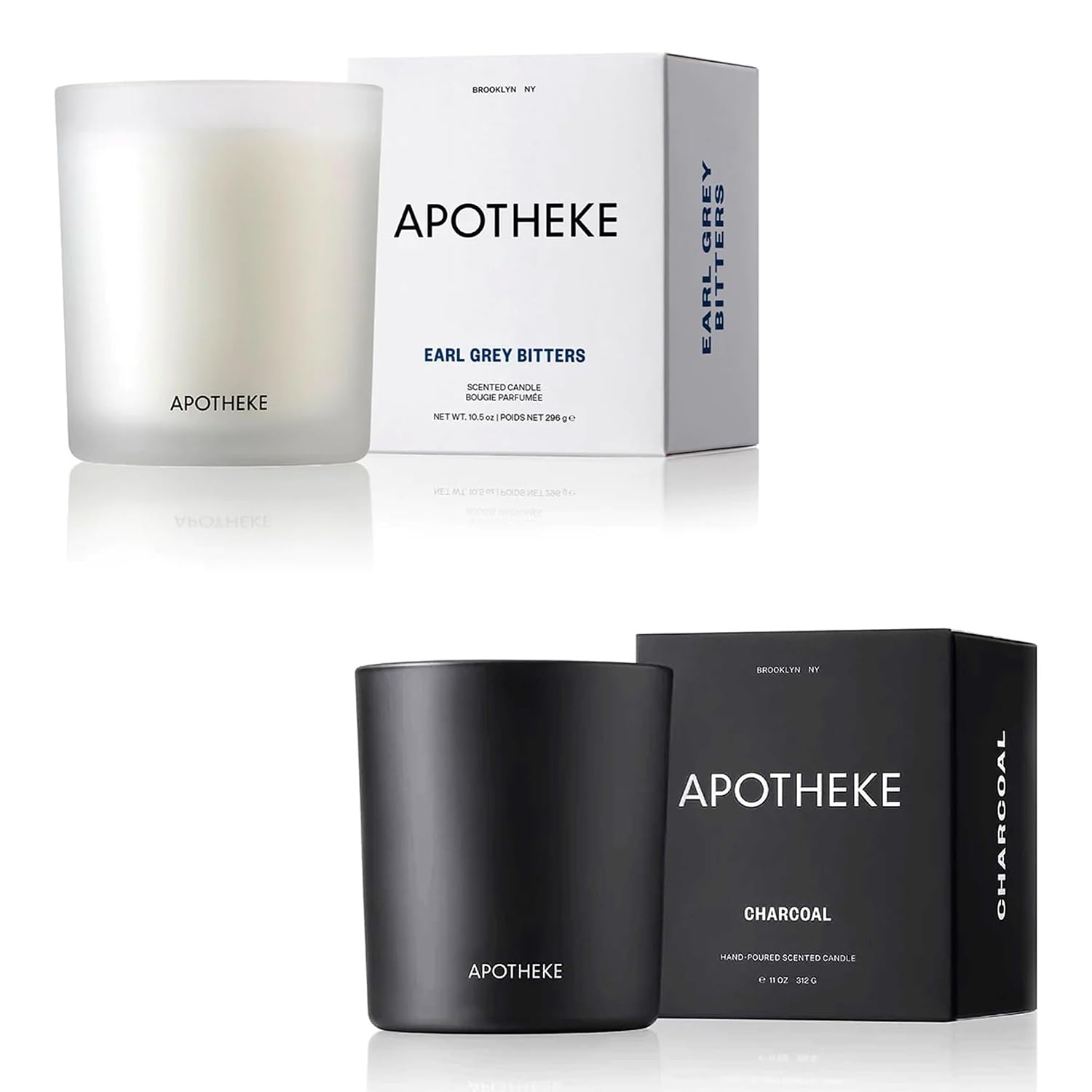 Apotheke Luxury Charcoal & Earl Grey Bitters Scented Candles Bundle – Soy Wax Blend Jar Candle