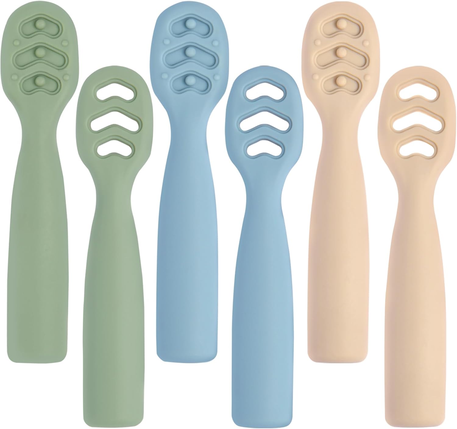 Eascrozn Baby Spoons Self Feeding 6+ Months Set, 6 Pack First Stage Baby Led Weaning Supplies, BPA Free, Toddler Utensils for Soft Tip Silicone Feeding Spoon, Boil and Dishwasher Safe