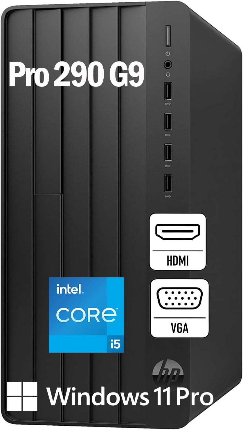 HP Pro Tower 290 G9 Business Desktop Computer, Intel i5-12500 up to 4.6GHz, 16GB RAM, 512GB PCIe SSD, Wi-Fi 6, Bluetooth 5.3, Dual Monitor Support, Windows 11 Pro, Carbon Black