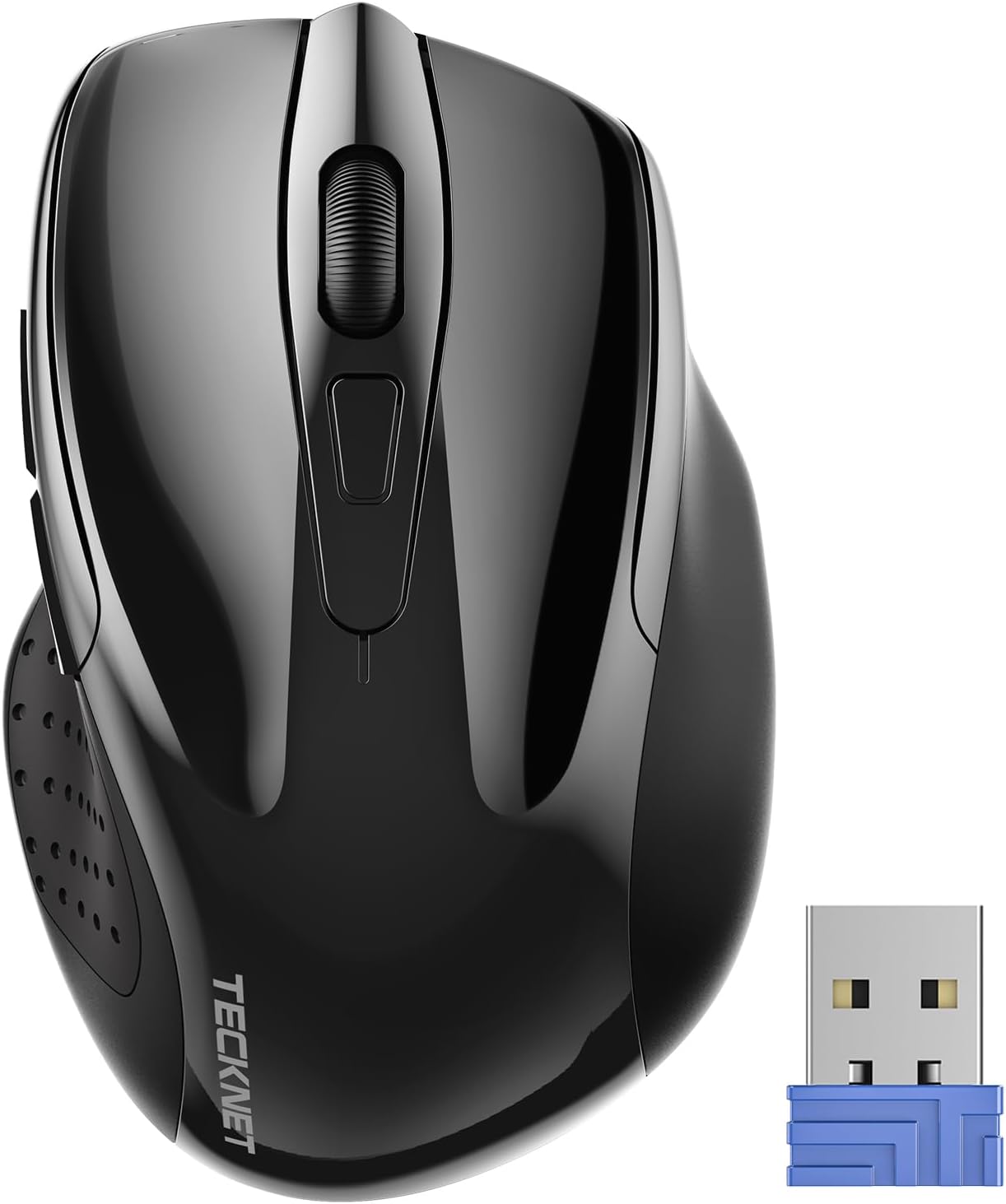 TECKNET Wireless Mouse, 2.4G Ergonomic Optical Mouse, Computer Mouse for Laptop, PC, Computer, Chromebook, Notebook, 6 Buttons, 24 Months Battery Life, 2600 DPI, 5 Adjustment Levels – Black