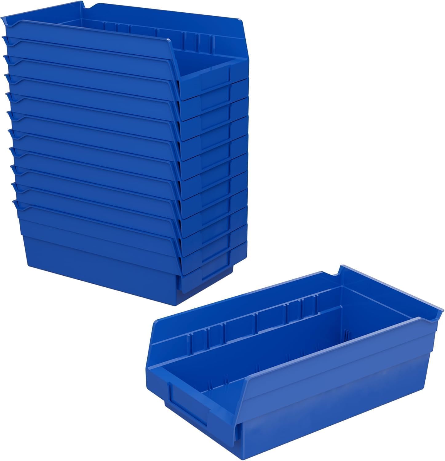 Akro-Mils 30130 Plastic Shelf Bins, Heavy Duty Storage Bins for Garage, Closet, and Drawer Organization, 12″ x 6-1/2″ x 4″, Blue, 12-Pack | Closet, and Drawer Organization, 12″ x 6-1/2″ x 4″, Blue, 12-Pack