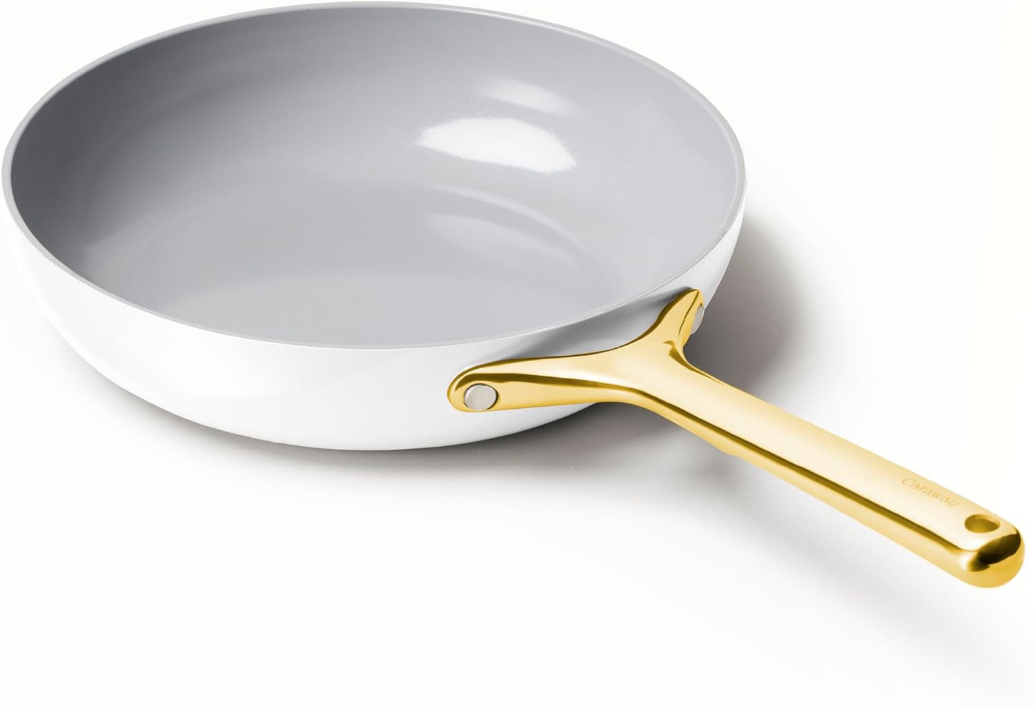 Caraway Nonstick Ceramic Frying Pan (2.7 qt, 10.5″) – Non Toxic, PTFE & PFOA Free – Oven Safe & Compatible with All Stovetops (Gas, Electric & Induction) – White