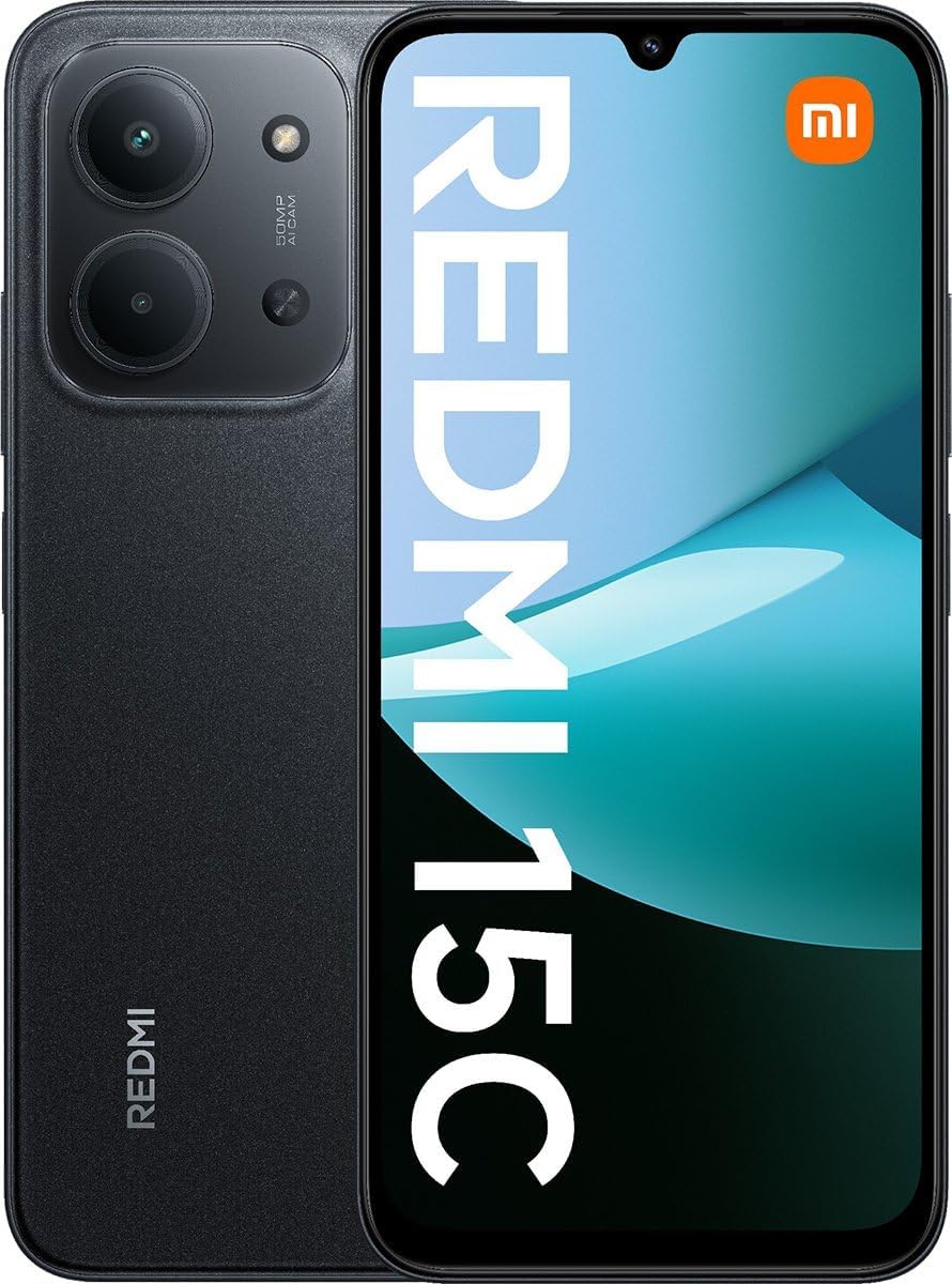 XIAOMI Redmi 15C 4G LTE (Compatible with Tmobile Tello Mint & Global) (128GB + 4GB) Unlocked Dual SIM 6.9″ 50MP Model 25078RA3EL (Midnight Black)