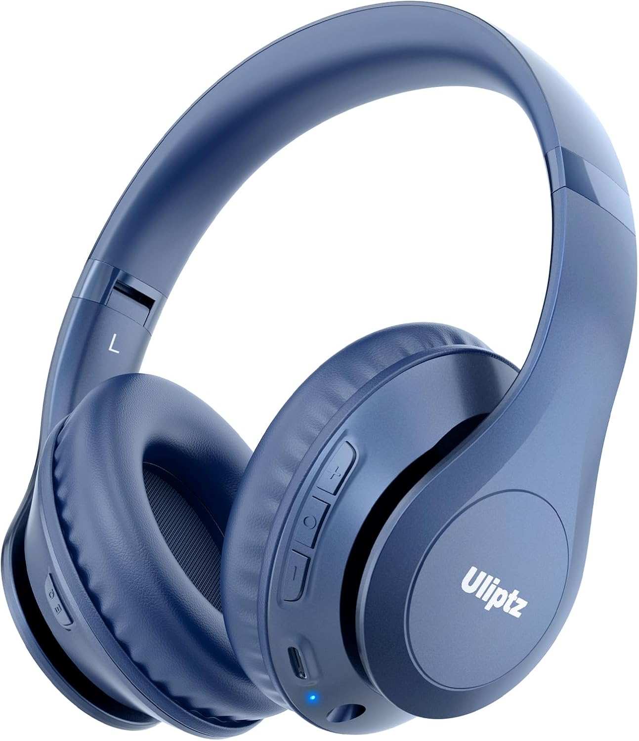 Uliptz Wireless Bluetooth Headphones, 65H Playtime, 6 EQ Sound Modes, HiFi Stereo Over Ear Headphones with Microphone, Foldable Lightweight Bluetooth 6.0 Headset for Travel/Office/Cellphone/PC（Blue）