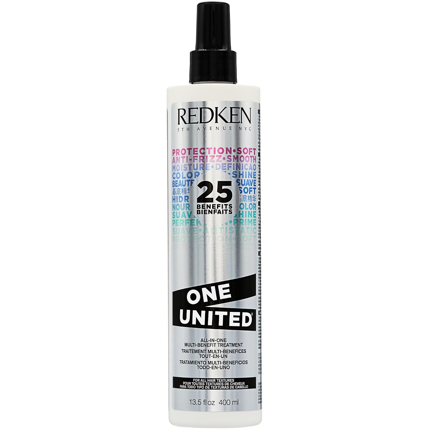 Redken One United All-In-One Leave In Conditioner – Multi-Benefit Leave In Treatment For All Hair Types, Heat Protectant and Detangler Spray, Paraben-Free
