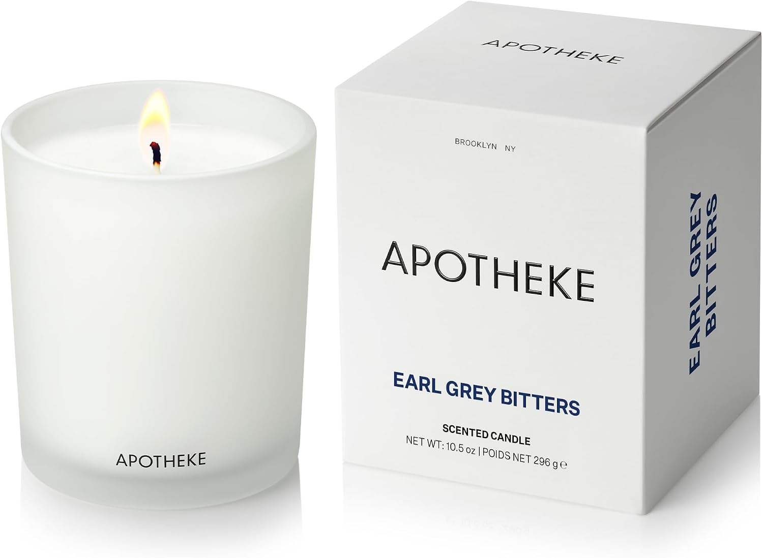 Apotheke Signature Scented Candles for Home, Earl Grey Bitters – 10.5 oz – Soy Wax, Non Toxic, Large Jar White – Luxury Candle Gifts for Women & Men – Bergamot, Peony, and Lemon