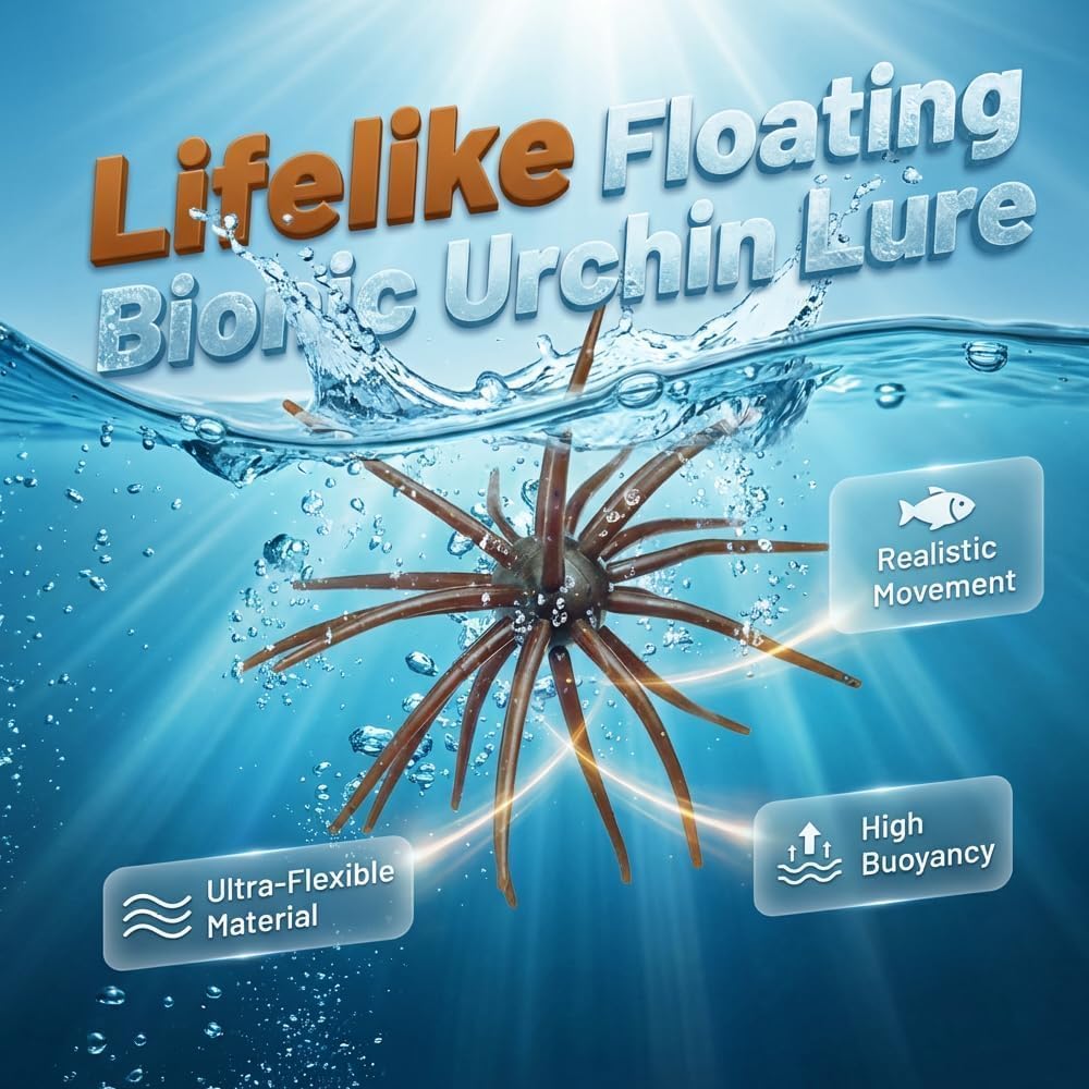 2026 New 4PCS Simulation Sea Urchin Bait, Sea Urchin Shape Fishing Lure Swimbait, Soft Plastic Fishing Lures for Bass Fishing for Lake Fishing