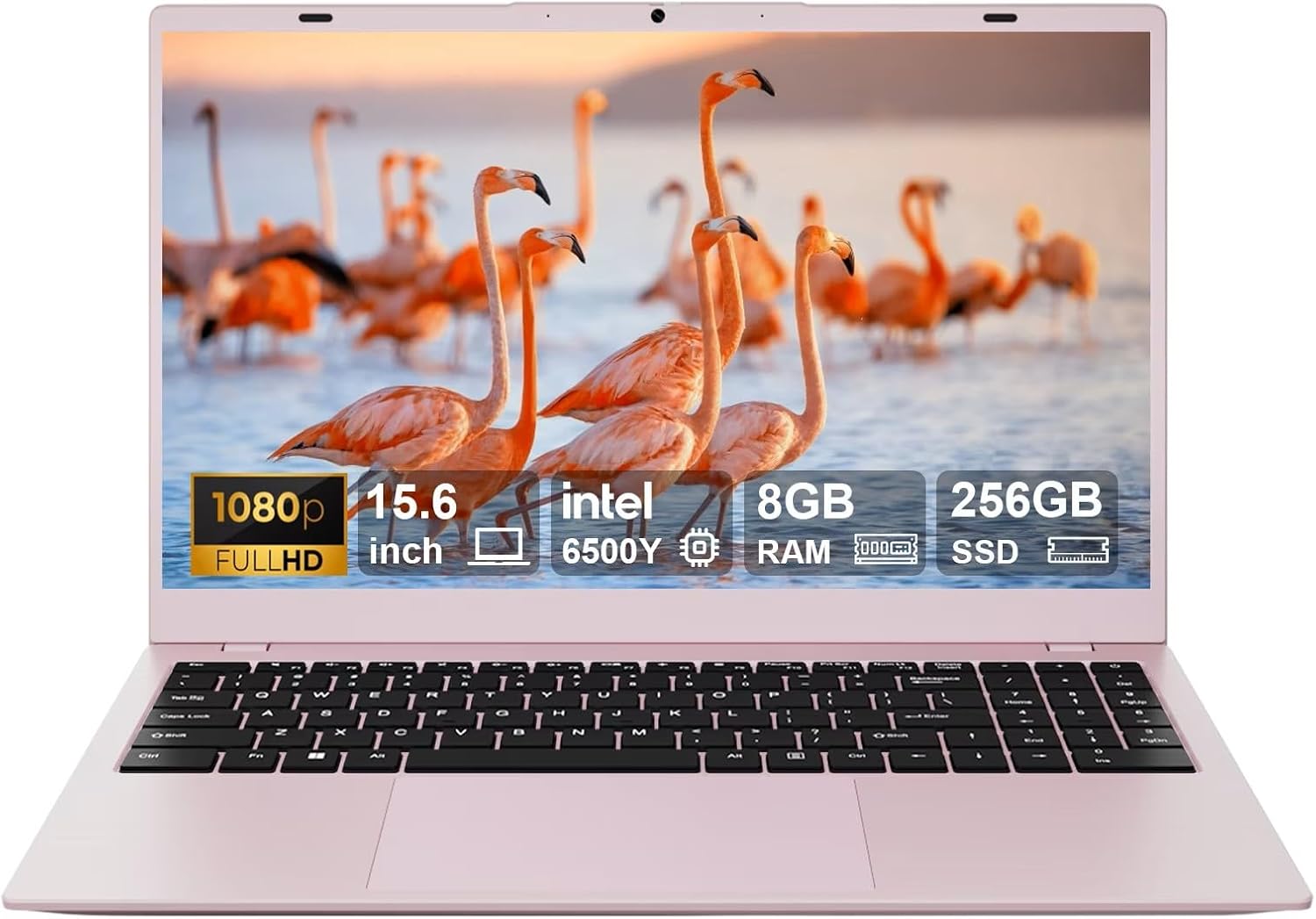 15.6″ Pink Laptop Computer, 8GB RAM 256GB SSD, Pentium Gold 6500Y with 2 Cores, up to 3.4GHz, FHD Display, WiFi5 BT5.0, PC Laptop for Business, Student,