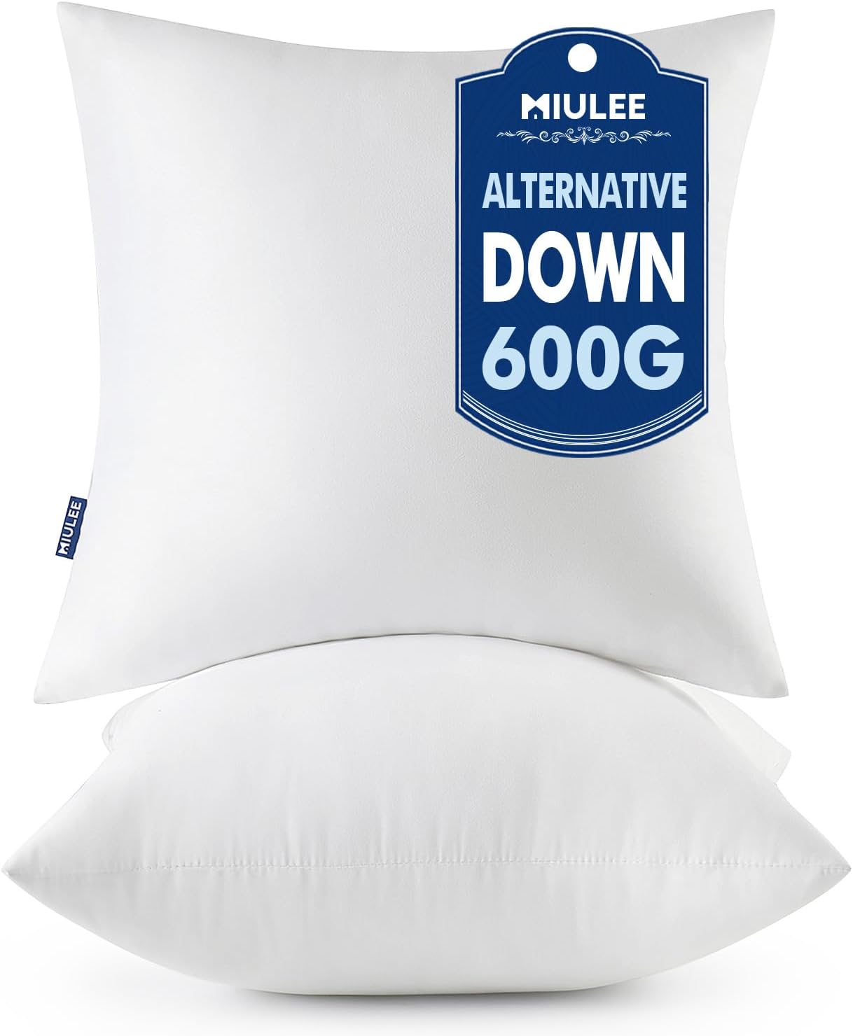 MIULEE Throw Pillows Inserts, Pack of 2 20×20 Inch 100% Virgin Fiber Filling Bed Couch Pillows