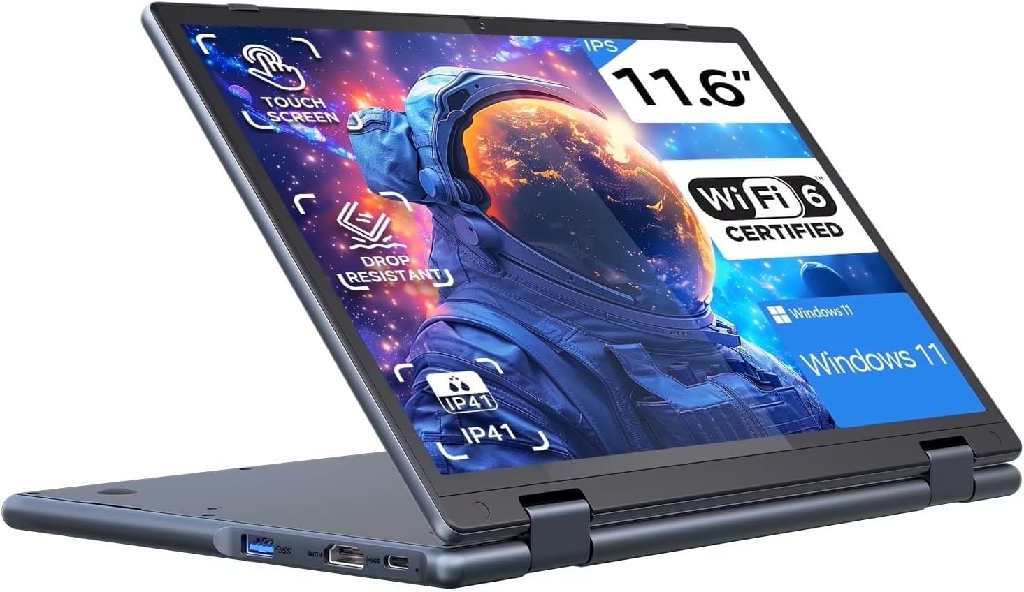 11.6″ 2 in 1 Touchscreen Laptop 16GB RAM 256GB SSD, 6500Y, 2 Cores up to 3.4GHz, 360° Flip IP41 Drop Resistant, Convertible Tablet Computer 11