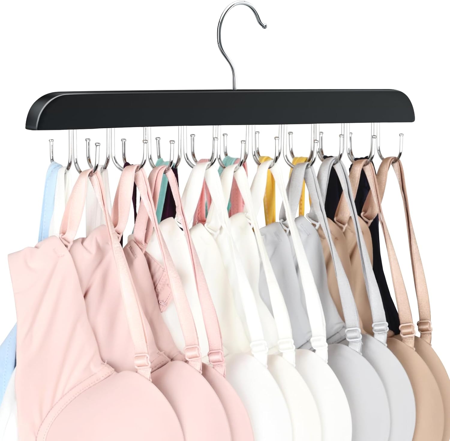 Bra Hanger for Closet Organizers and Storage,Tank Top Hangers Space Saving | Bra Organzier with 20 Foldable Hooks, Lingerie Storage Solutions Multi Hook Hanger for Dorm & Laundry Room Organization