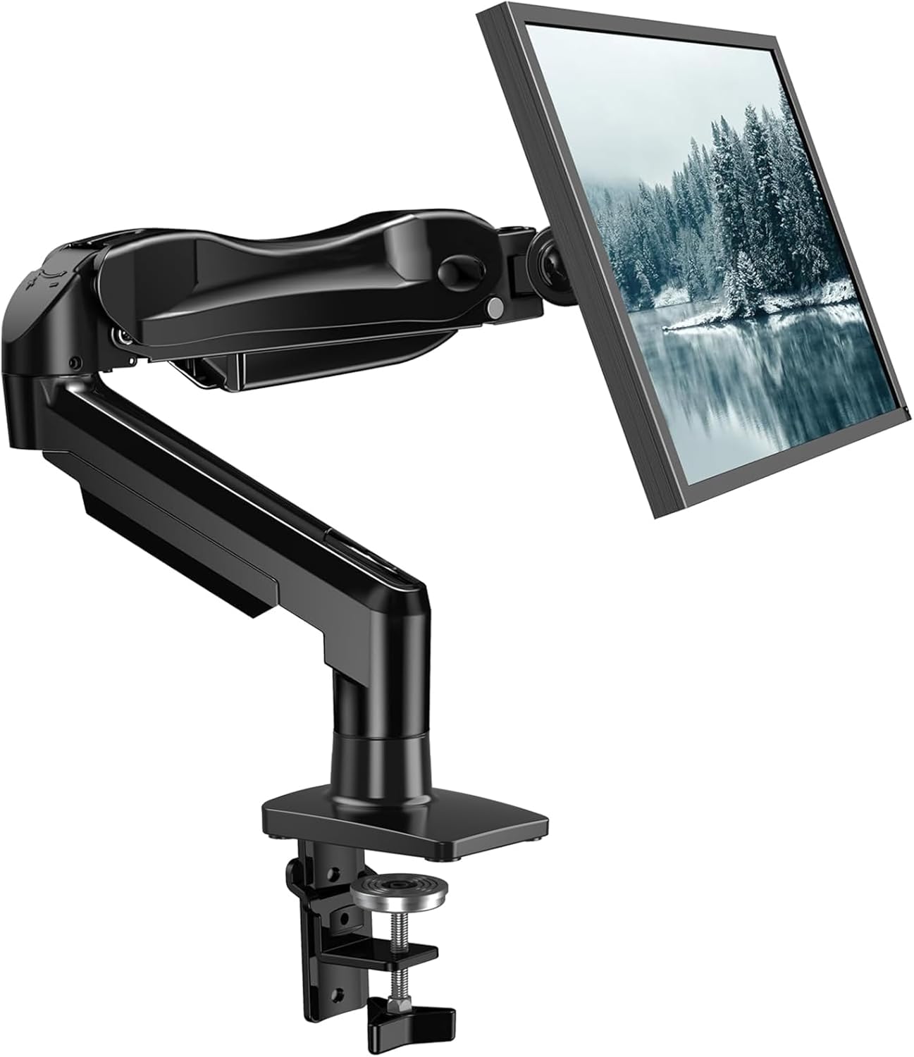 HUANUO FlowLift™ Single Monitor Mount, 13 to 32 Inch Monitor Arm, Adjustable Monitor Stand, Vesa Mount with Clamp and Grommet Base – Fits 4.4 to 19.8lbs LCD Computer Monitors