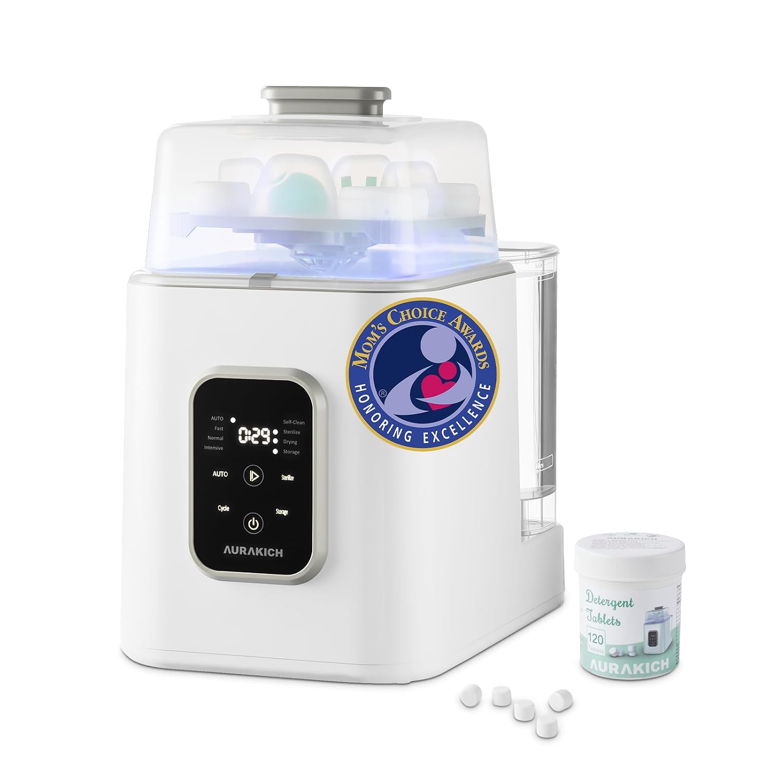 Baby Bottle Washer, Sterilizer & Dryer | All-in-One Pro Cleaning Machine with Fishbone Spray Arm, Self-Cleaning & AUTO Mode, Dual Water Inlet for Bottles, Breast Pump