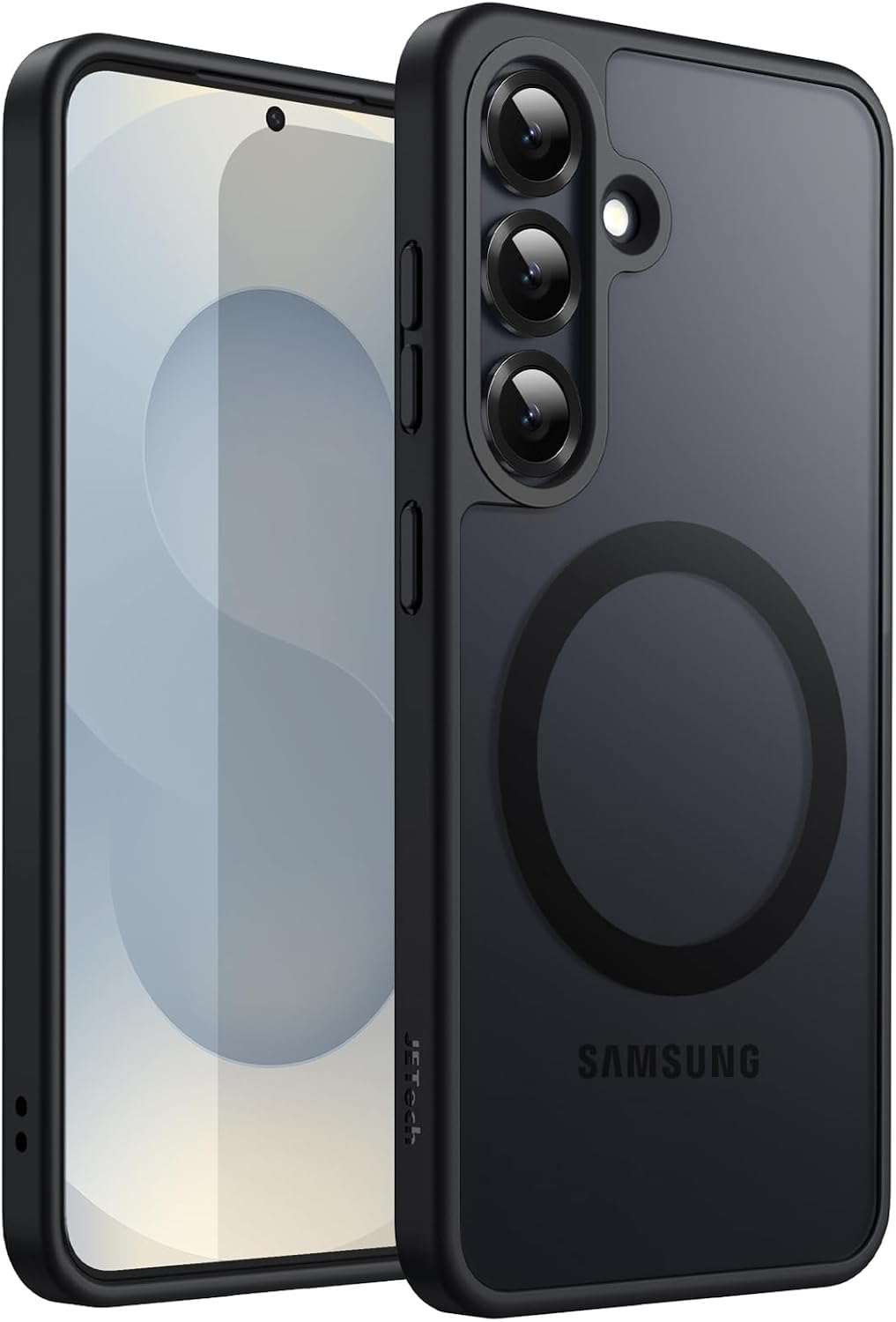 JETech Magnetic Case for Samsung Galaxy S25 Plus 5G, Compatible with MagSafe, Translucent Matte Back Shockproof Phone Cover (Black)