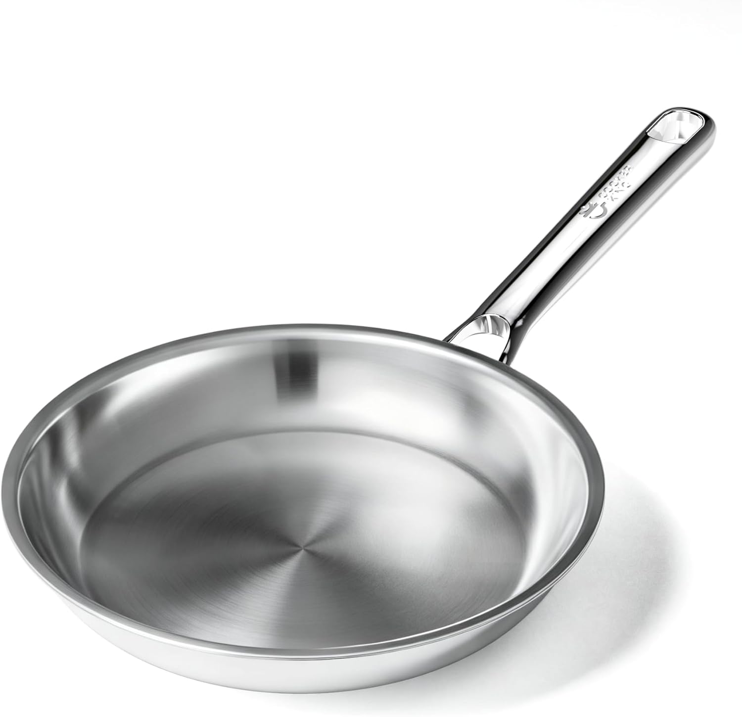 COOKER KING 8 Inch Stainless Steel Frying Pan, Small Omelette Pan, Induction Pan, Rivetless & Non-Toxic, Fast & Even Heating, Oven & Dishwasher Safe, Metal Utensil Safe, Perfect for Eggs and Omelets