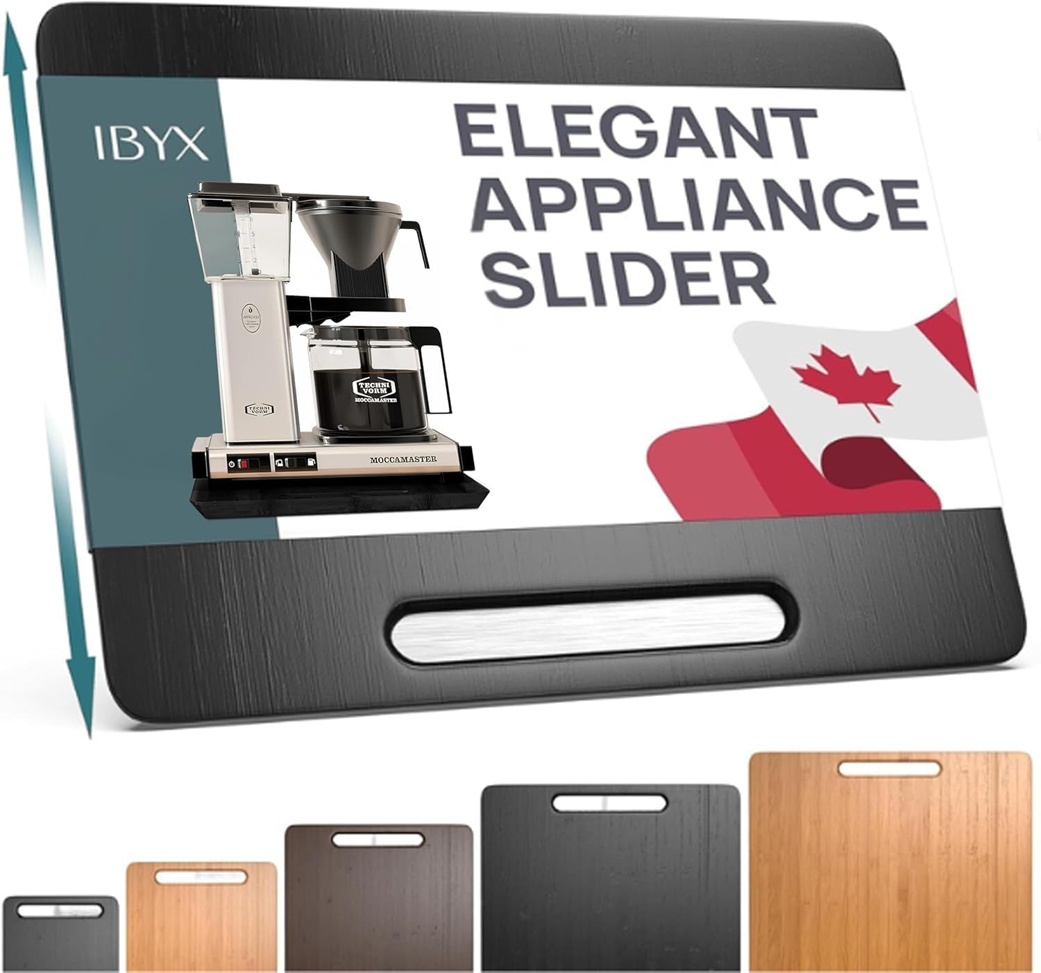 Ibyx Elegant Appliance Slider – Sliding Tray for Coffee Maker & Heavy Kitchen Appliances, Easy Slide, Made of Premium Bamboo, Space-Saving Kitchen Organizer, 40 lb Capacity, Black – 13 x 10.5 Inch