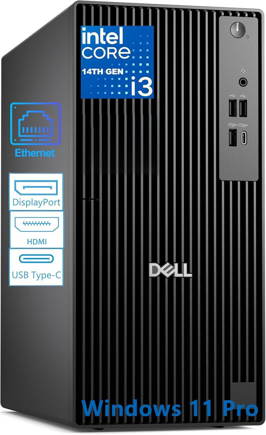 Dell 2026 QCT1250 Tower Desktop Computer for Business, Copilot AI, 14th Gen Intel 4-Core Processor, 16GB DDR5 RAM, 512GB PCIe SSD, Type-C, HDMI, DisplayPort, Windows 11 Pro, Next Gen OptiPlex, Black