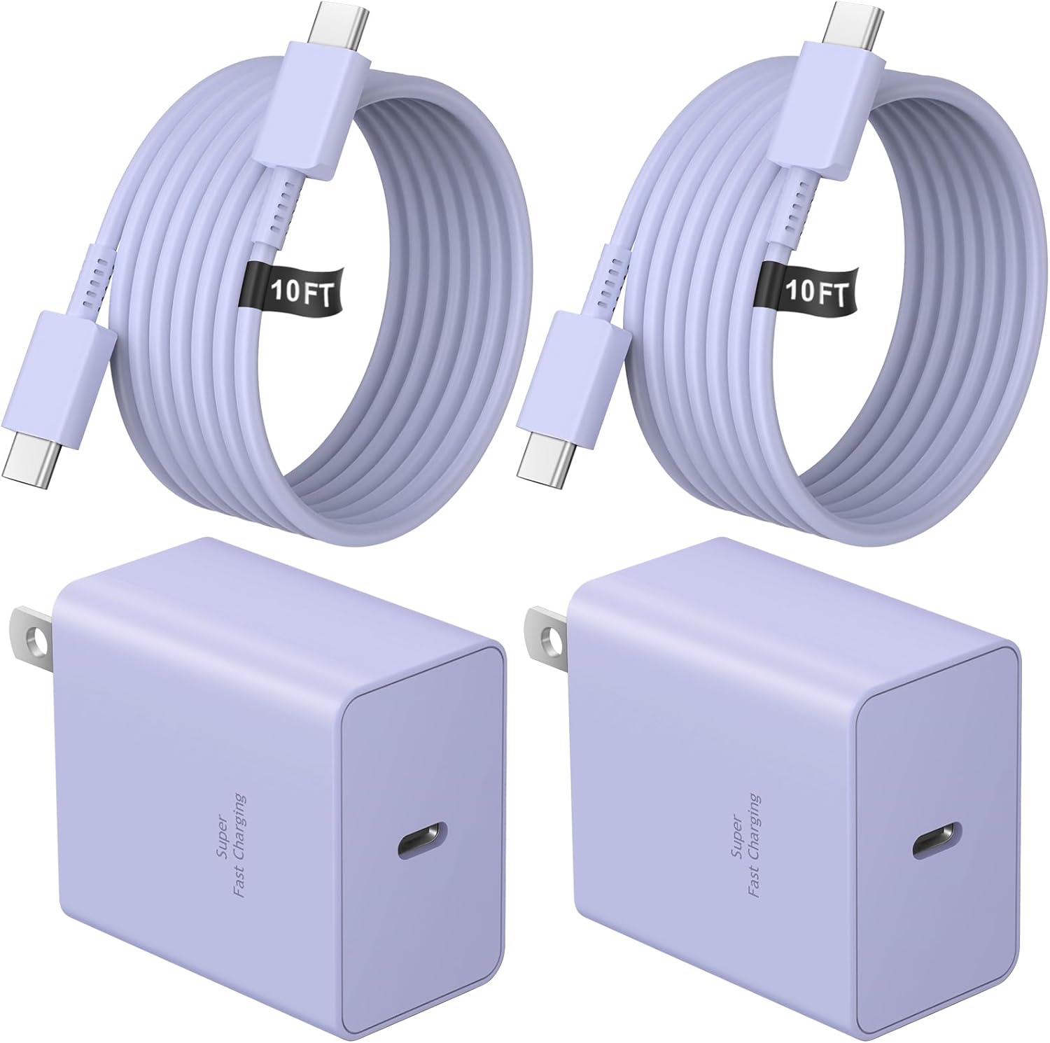 USB C Charger Type C Charger Fast Charging 10FT 45W Samsung Chargers 2-Pack with iPhone Air/17/17 Plus/17 Pro/17 Pro Max/16/16 Plus/16 Pro/16 Pro Max/15/15 Pro Max/iPad Pros/Galaxy S25 S24(Purple)