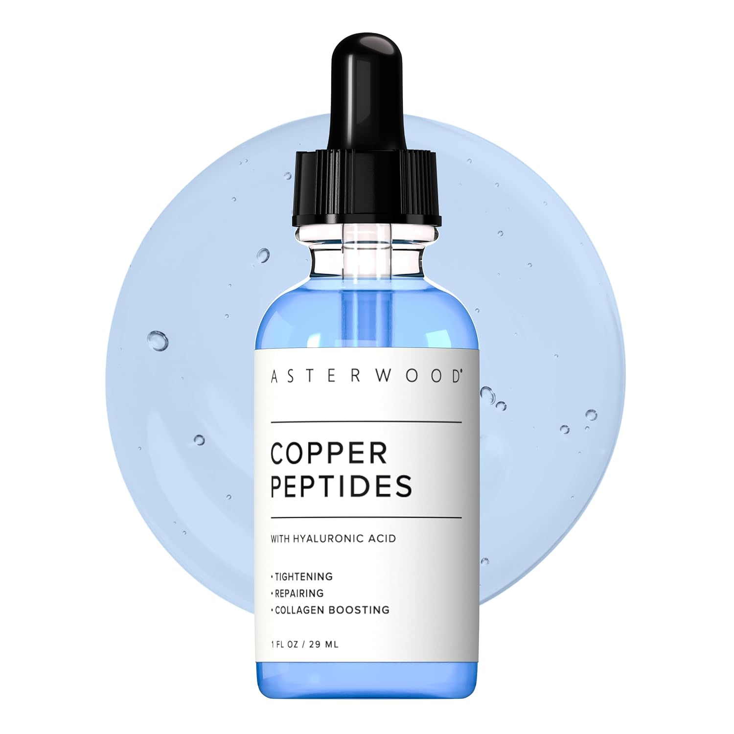 Asterwood Copper Peptides Serum for Face – with GHK-Cu Peptide and Hyaluronic Acid – Anti-Aging Facial Serum – 1 Fl Oz