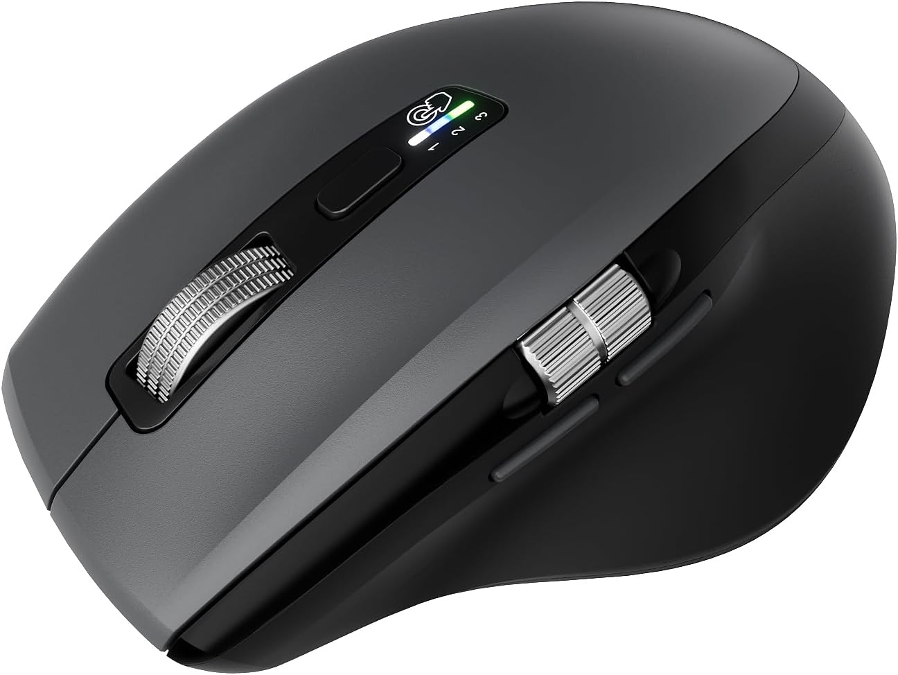INFINMIND Wireless Side Scroll Mouse with Multi-Device, Ergonomic Computer Mice with Smart Flying Scroll, Quiet Click, 4-Level DPI for Computer, Laptop, iPad, Tablet, MacBook (Grey)