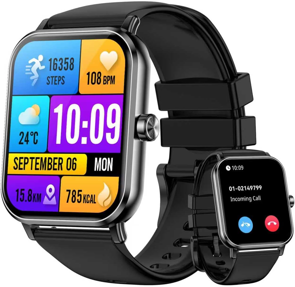 Smart Watch for Men – 1.85″HD 2026 Upgraded Fitness Tracker Bluetooth Call and text Smartwatch with 7 Day Battery 5 ATM Waterproof Heart Rate Sleep Monitor 130+ Sport Modes for Android & iOS (Black)