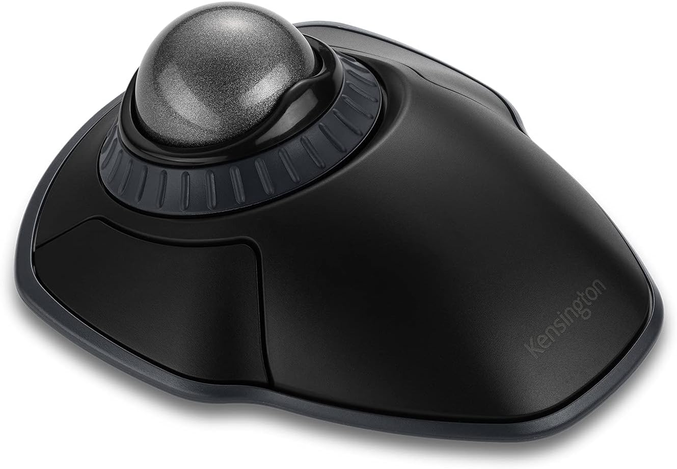 Kensington Orbit Wireless Trackball with Scroll Ring – Space Gray (K72675WW),Black/Grey