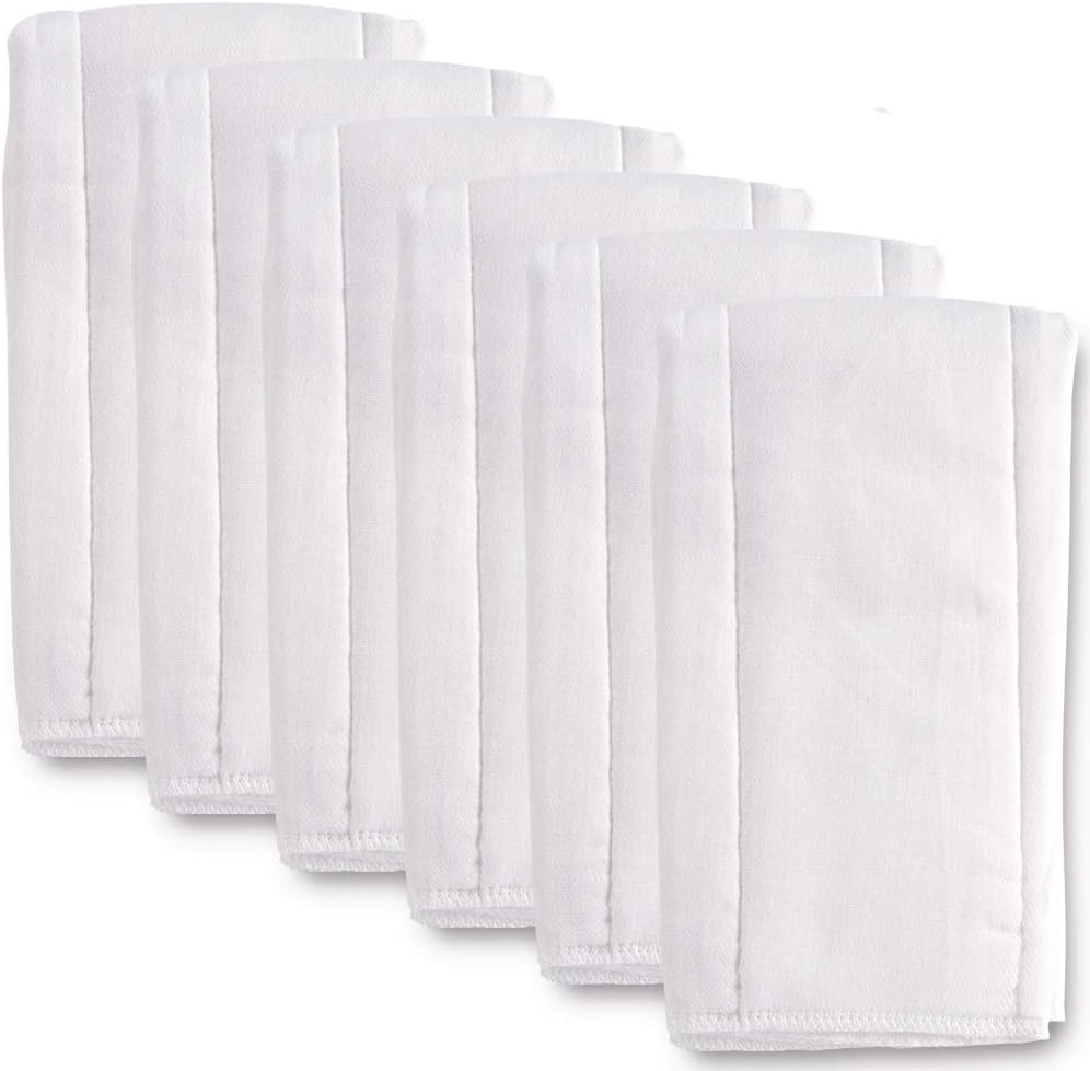 6 Ply Cloth Diapers Burp Cloth, Fasoar Thick Washable Absorbent Cotton Diaper for Babies and Toddlers Multi-Use 6/10/12 Count