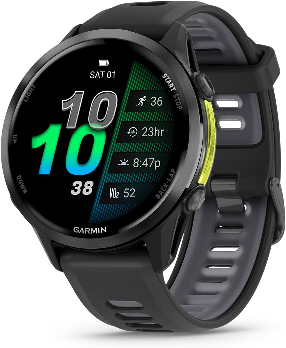 Garmin® Forerunner® 970, Premium GPS Running and Triathlon Smartwatch, AMOLED Display, Built-in LED Flashlight, Carbon Gray DLC Titanium with Black Case and Translucent Whitestone Band | 1.4 Amoled, Built-in LED Flashlight, Titanium Bezel and Sapphire Lens, Multi-Band GPS with Maps, Up to 15 Days Smartwatch