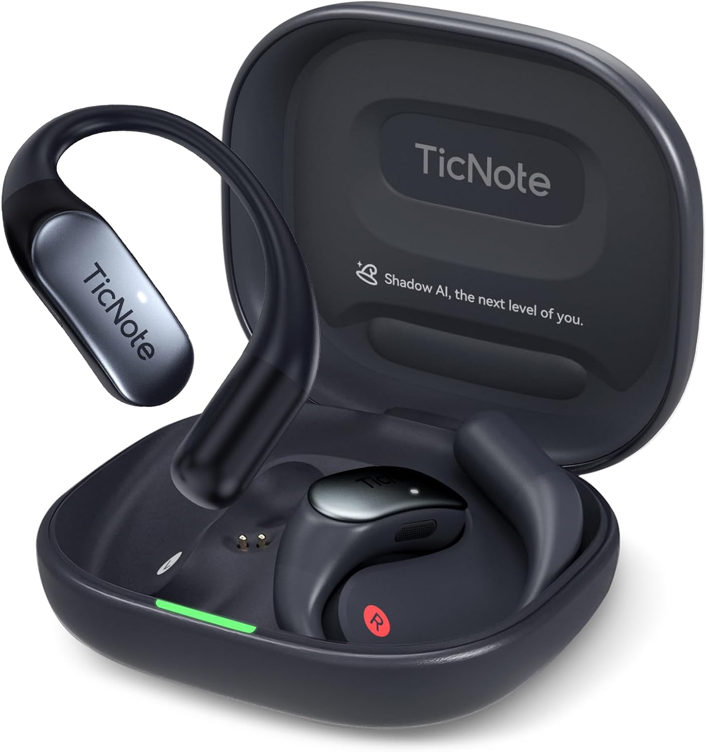 Mobvoi TicNote Pods Wearable AI Voice Recorder with 4G, No Phone Needed, Voice Activated, AI Transcription & Translation,Auto Transcription & Meeting Notes,120+ Languages, 5-Hour Battery,Blue