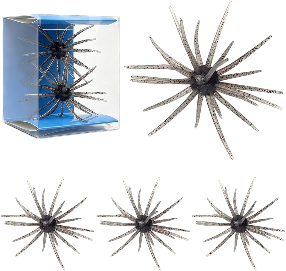 Sea Urchin Soft Bait for Bass Fishing, Floating Swimbait Lures, Realistic Tentacle Action. TPR Tear-Resistant. Floating Design. Star Glitter Flash. Drop Shot/Wacky/Neko rig Ready. Fresh & Saltwater.