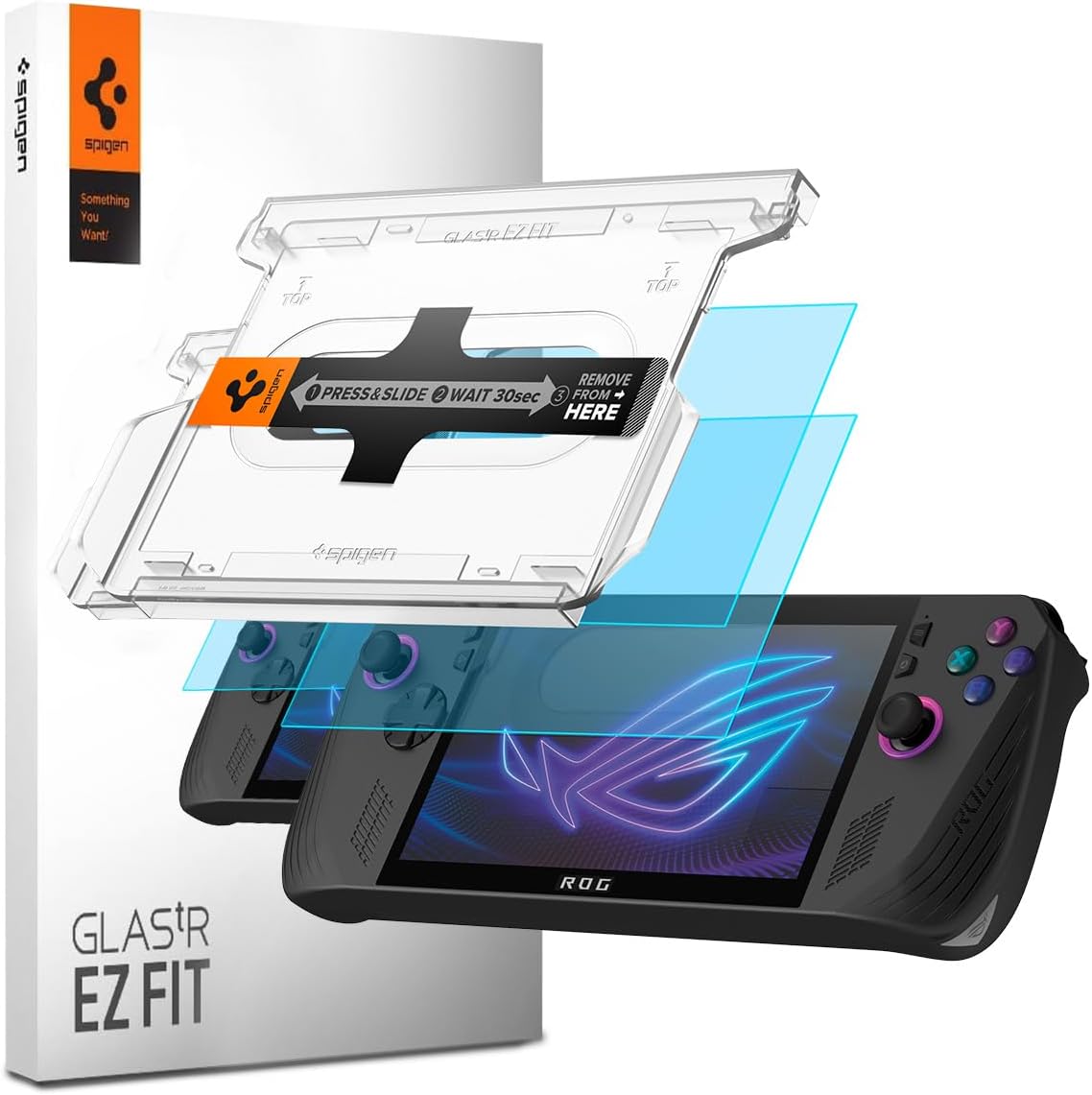 Spigen Tempered Glass Screen Protector [GlasTR EZ FIT] designed for ASUS ROG Ally X – 2 Pack [Not compatible with Rog Xbox Ally]