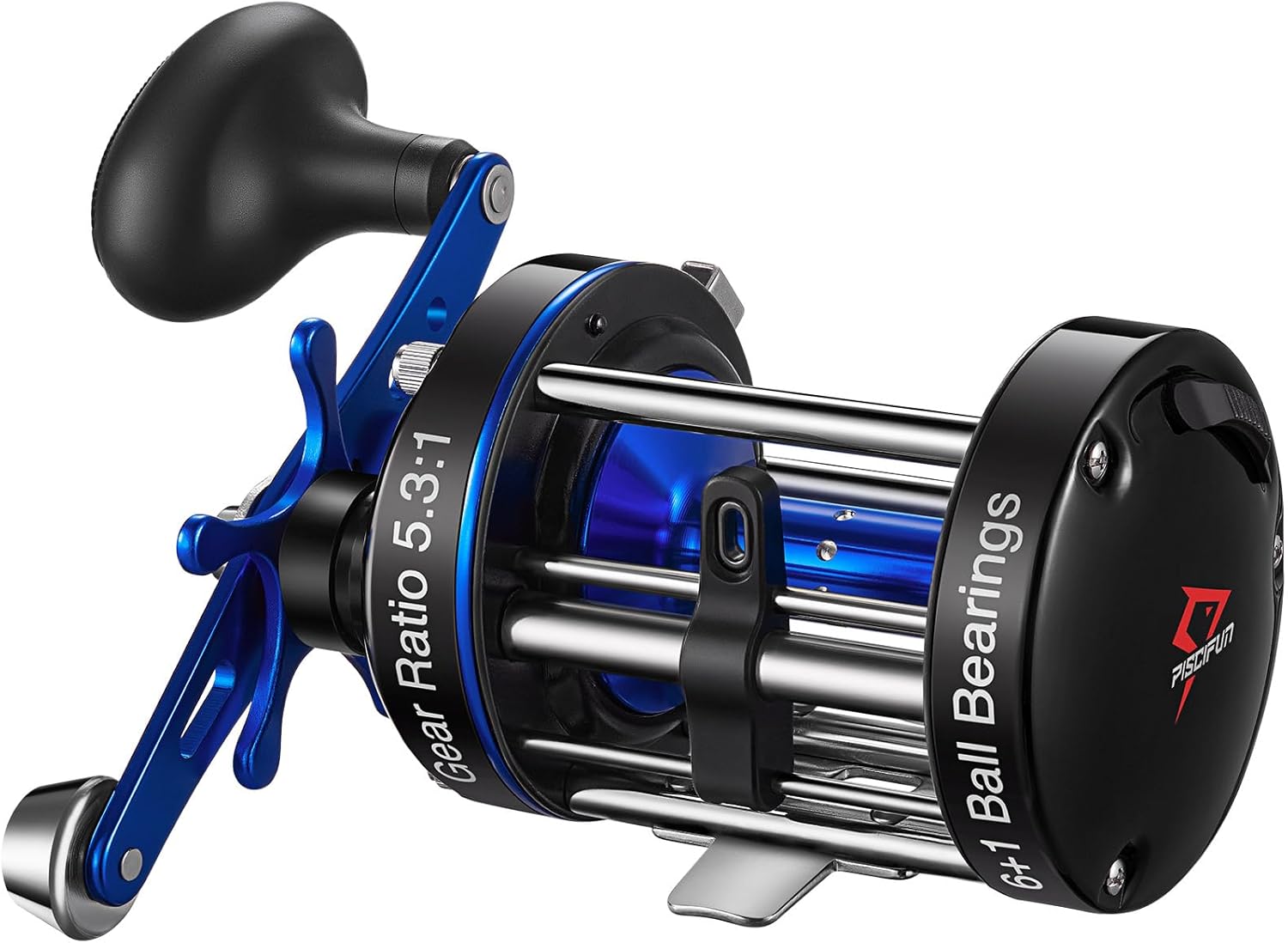 Piscifun Chaos XS Baitcasting Fishing Reel, Reinforced Metal Body Round Baitcaster Reel, Smooth Powerful Saltwater Inshore Surf Trolling Reel, Conventional Reel for Catfish, Musky, Bass, Pike