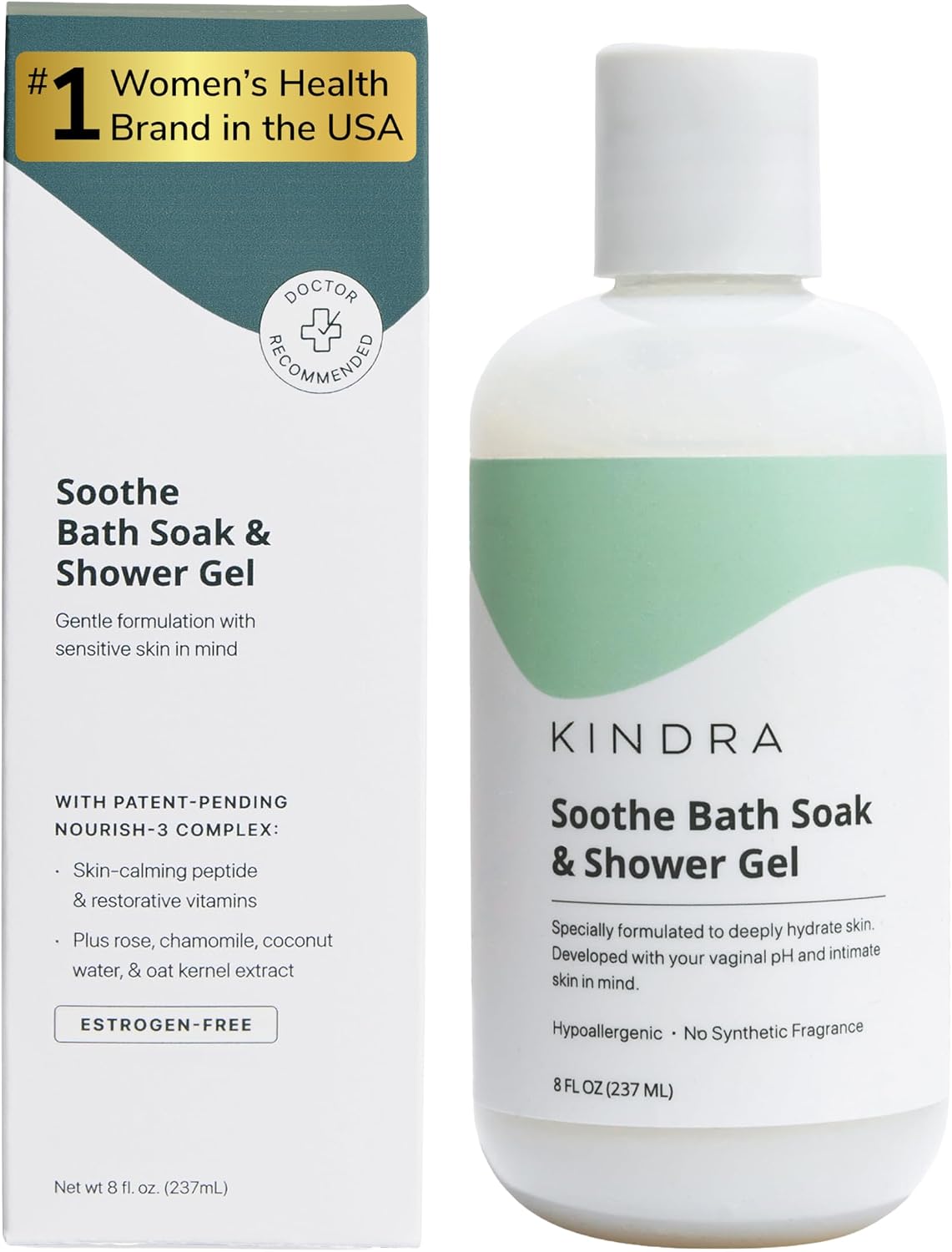 Kindra Soothe Feminine Wash – pH Balanced Unscented Intimate Wash – OBGYN Recommended for Vulva Dryness, Odor Support, Anti Itch, and Irritation – Vaginal Health Safe