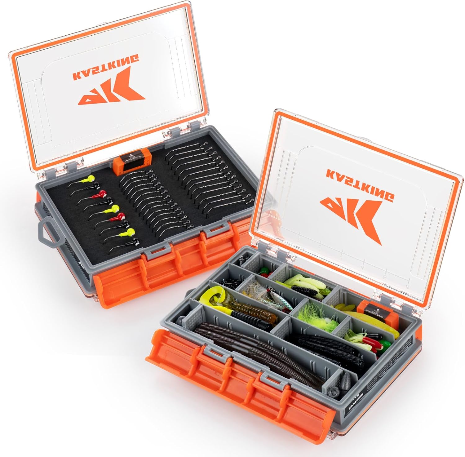 KastKing HyperSeal 3500 Double-Sided Waterproof Fishing Tackle Box – Adjustable Dividers, EVA Foam Jig Storage, Lure & Terminal Tackle Organizer,2 Pack