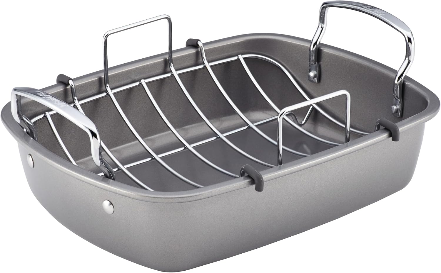 Circulon Total Bakeware Nonstick Roaster, Roasting Pan with Rack, 17-Inch x 13-Inch, Gray