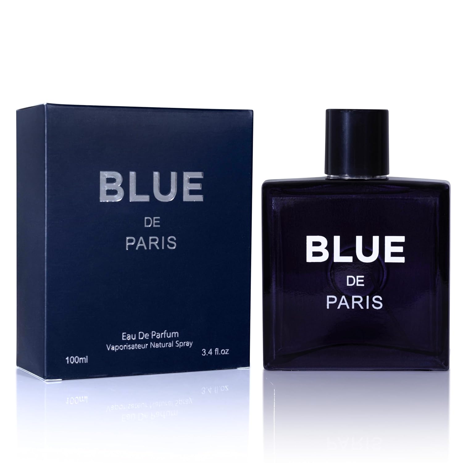 NovoGlow Blue De Paris For Men – 3.4 Fl. Oz. (100ml) Men’s Perfume – Refreshing Woody, Floral & Fruity Fragrance – Long-Lasting Masculine Scent, Ideal Gift for Any Occasion