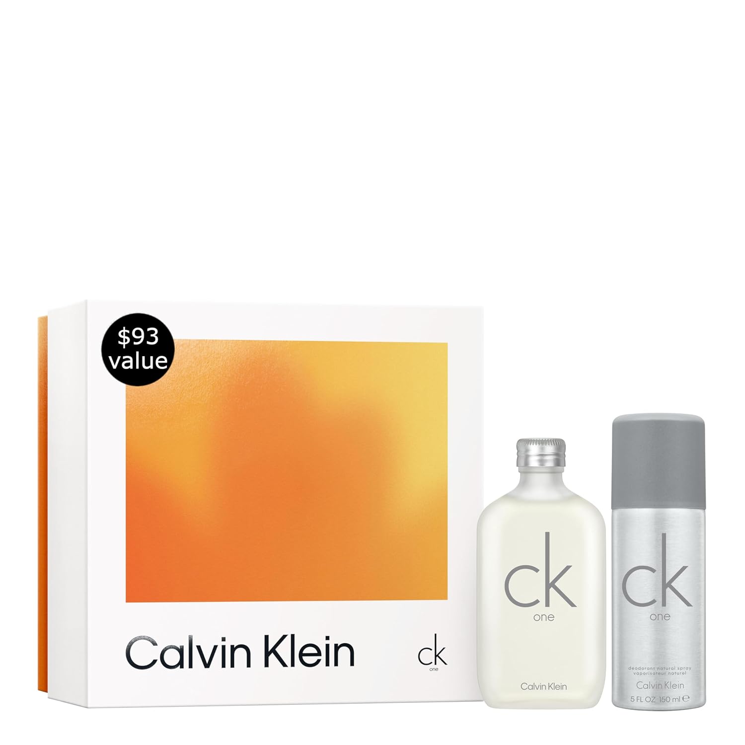 Calvin Klein CK One Eau de Toilette 2-Piece Gift Set ($93 Value) – 3.3 oz EDT & 5 oz Deodorant – With Notes of Green Tea – Long-Lasting Unisex Fragrance