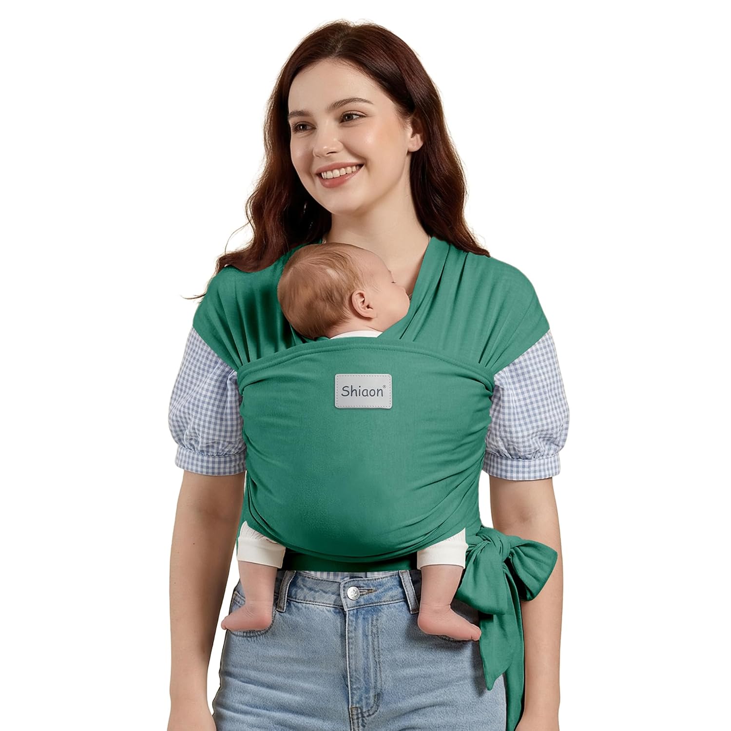 Baby Wrap Carrier, Baby Carrier Wrap Newborn(7-35lbs), Cotton Baby Sling Carriers Wearing Wrap Hands Free, Cozy Newborn Wrap One Size Fits All, Green