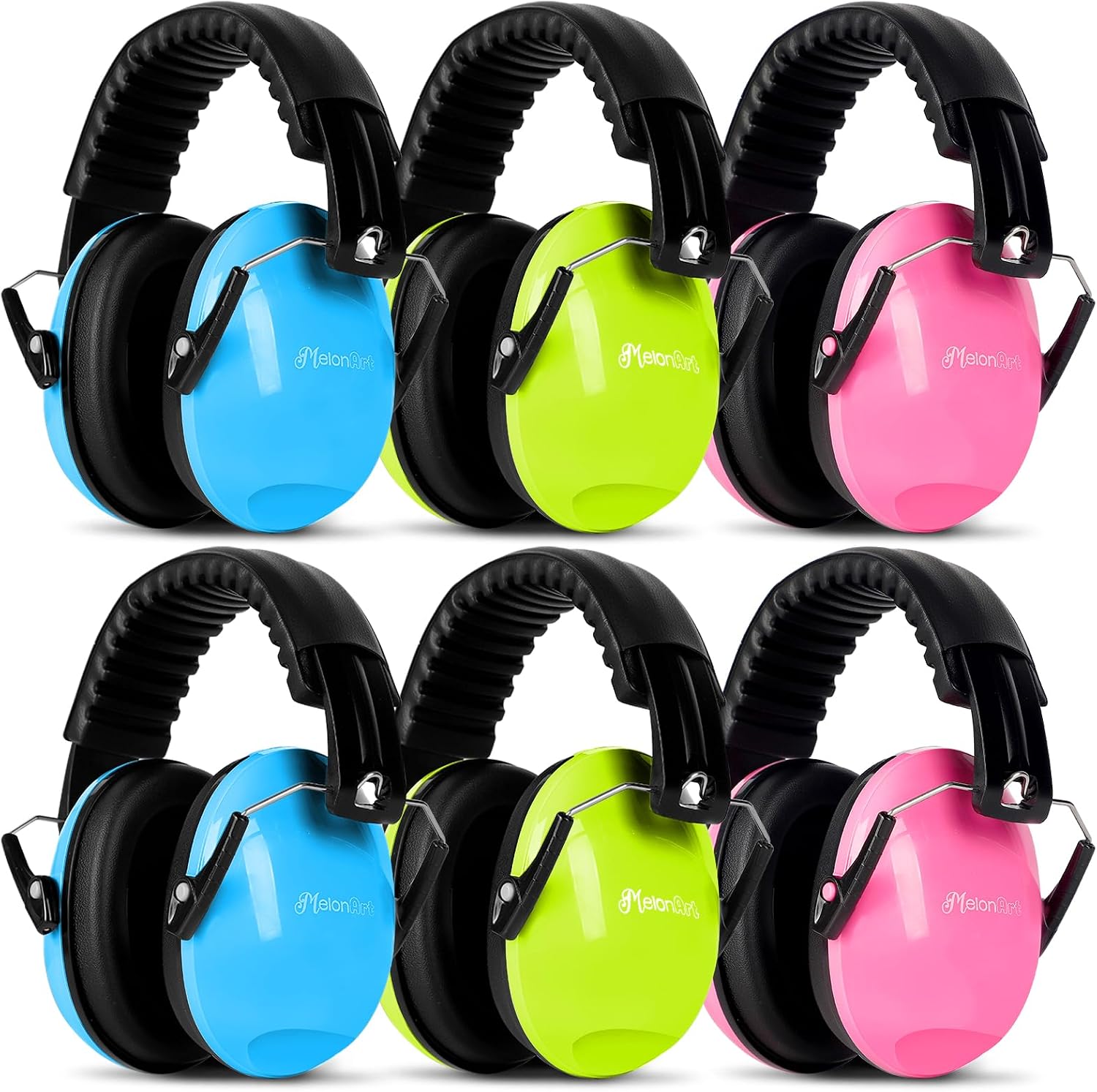 MelonArt Kids Noise Cancelling Headphones 6 Pack, Kids Ear Protection Earmuffs Child Sensory Headphones Toddler Soundproof Headphones Noise Reduction for Autism Shooting(Blue & Pink & Green)