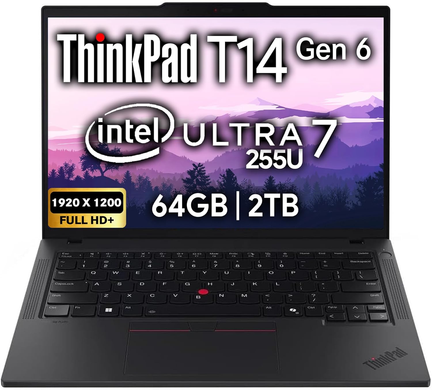 Lenovo ThinkPad T14 Gen 6 Business Laptop 14″ FHD+ IPS, Intel Ultra 7 255U, 64GB DDR5 RAM, 2TB SSD, 5MP Webcam, Fingerprint, Backlit, Wi-Fi 6E, 2 Thunderbolt 4, AI PC, W11P