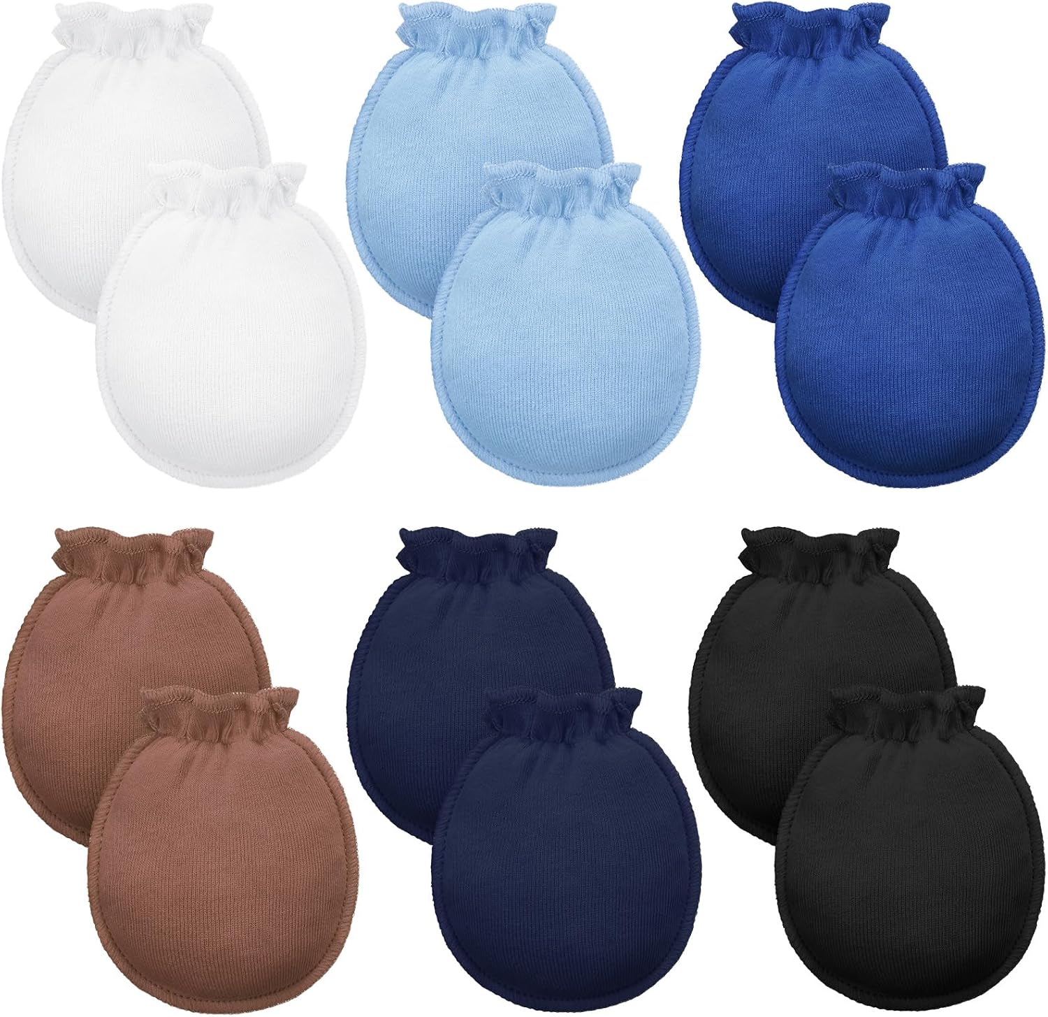Syhood 6 Pairs Newborn Baby Mittens Cotton No Scratch Infant Gloves Elastic Soft Mitten for Baby 0-6 Months Boys Girls