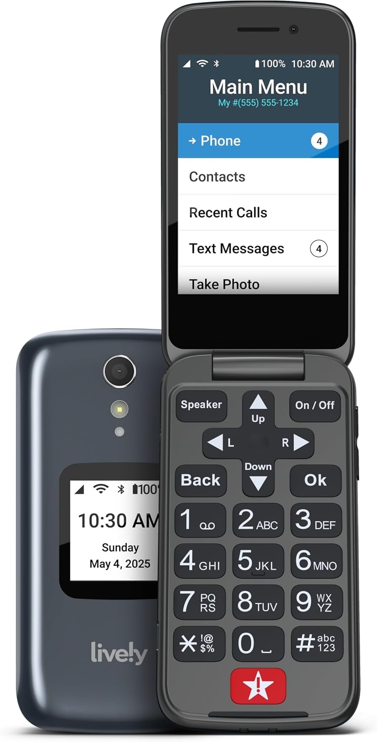 LIVELY Jitterbug Flip Cell Phone for Seniors – Not Compatible with Other Wireless Carriers – Must Be Activated Phone Plan – No SIM Needed – Flip2 Graphite