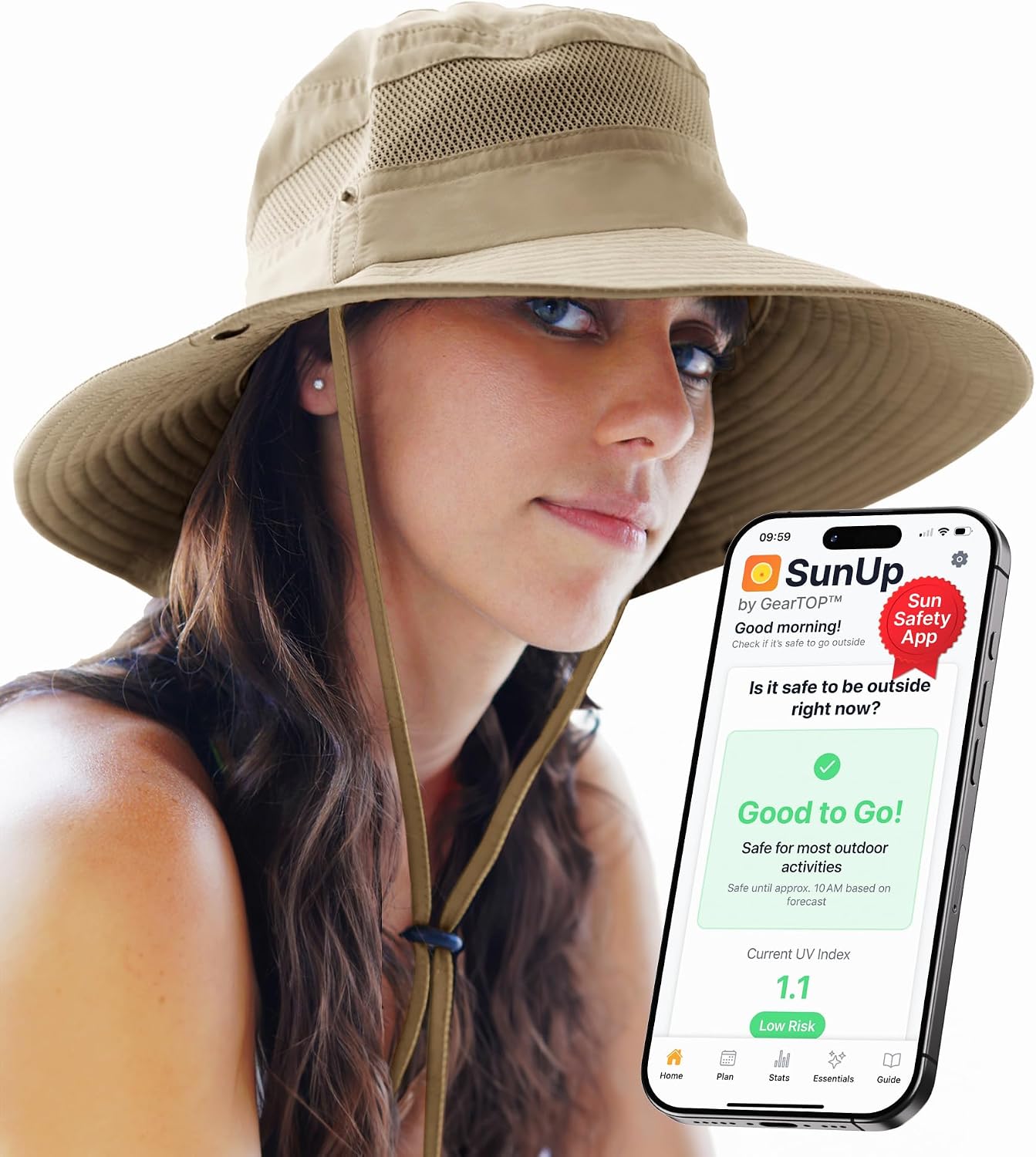 GearTOP Safari Hat for Men Sun Hats for Women UV Protection UPF 50+ Fishing, Gardening, Hiking Hat (22-23 1/2″)