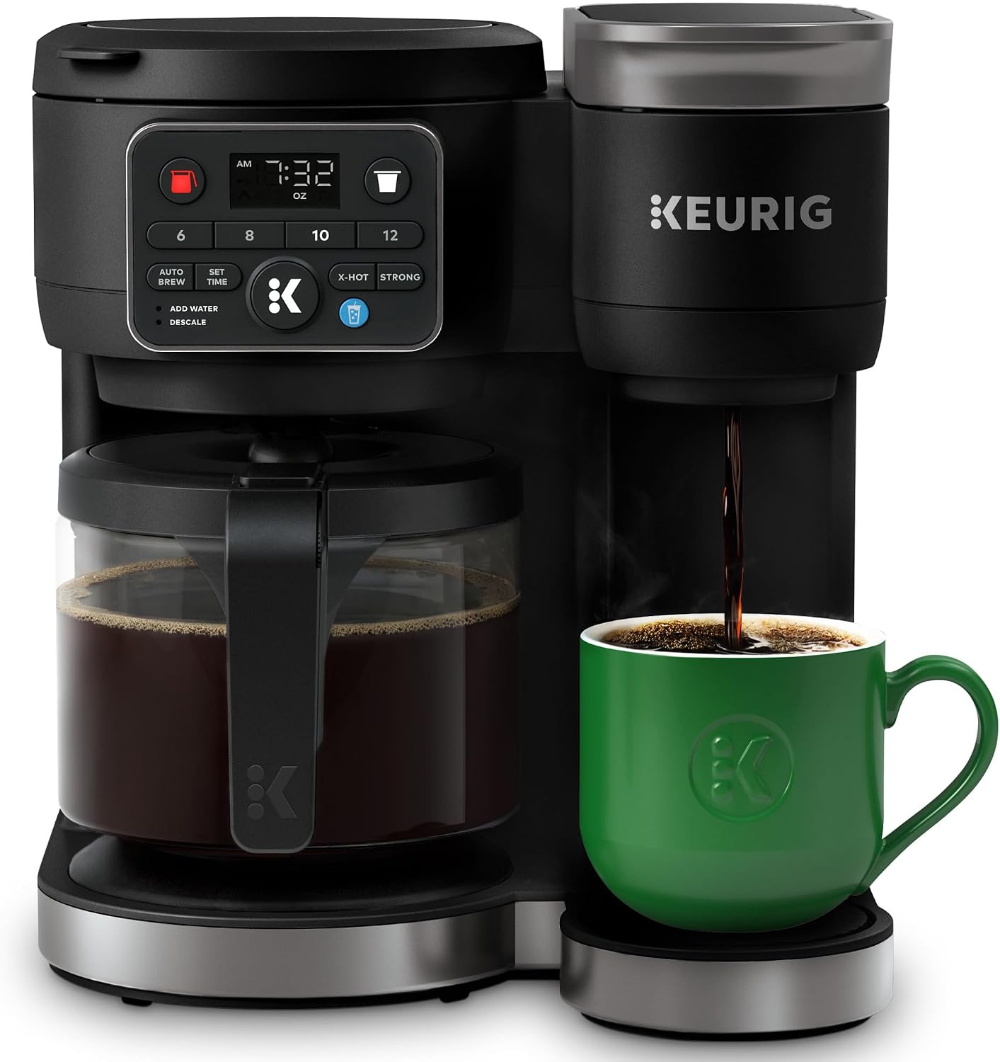 Keurig K-Duo Hot & Iced Single Serve & Carafe Coffee Maker, MultiStream Technology, 72oz Reservoir (Gen 2) | Multistream Tech, Brews K-Cup Pods and Grounds, Brew-over-Ice, Strong and Extra Hot, 6-12 Oz Cups, 6-12 Cup Carafe