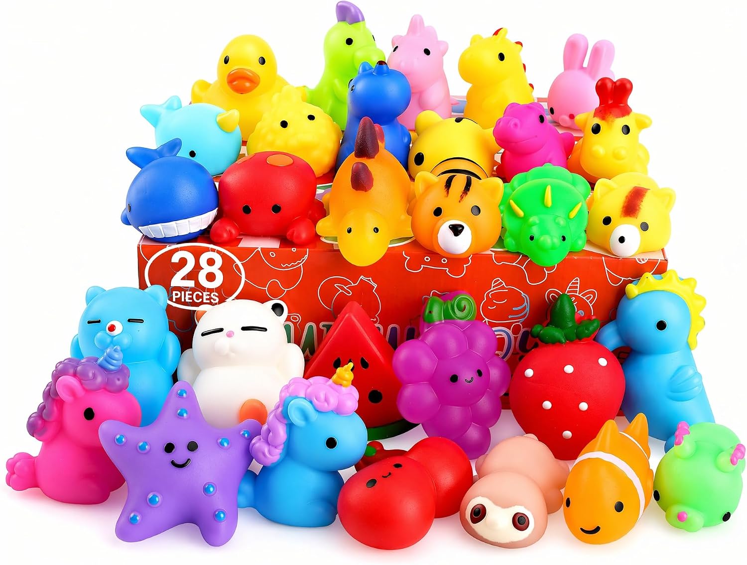 nobasco Squishies, 28 Pack Mochi Squishy Toys – Kawaii Cat Squishys Slow Rising Animals – Party Favors, Goodie Bag, Birthday Gifts, Mini Squishies Stress Reliever Toy
