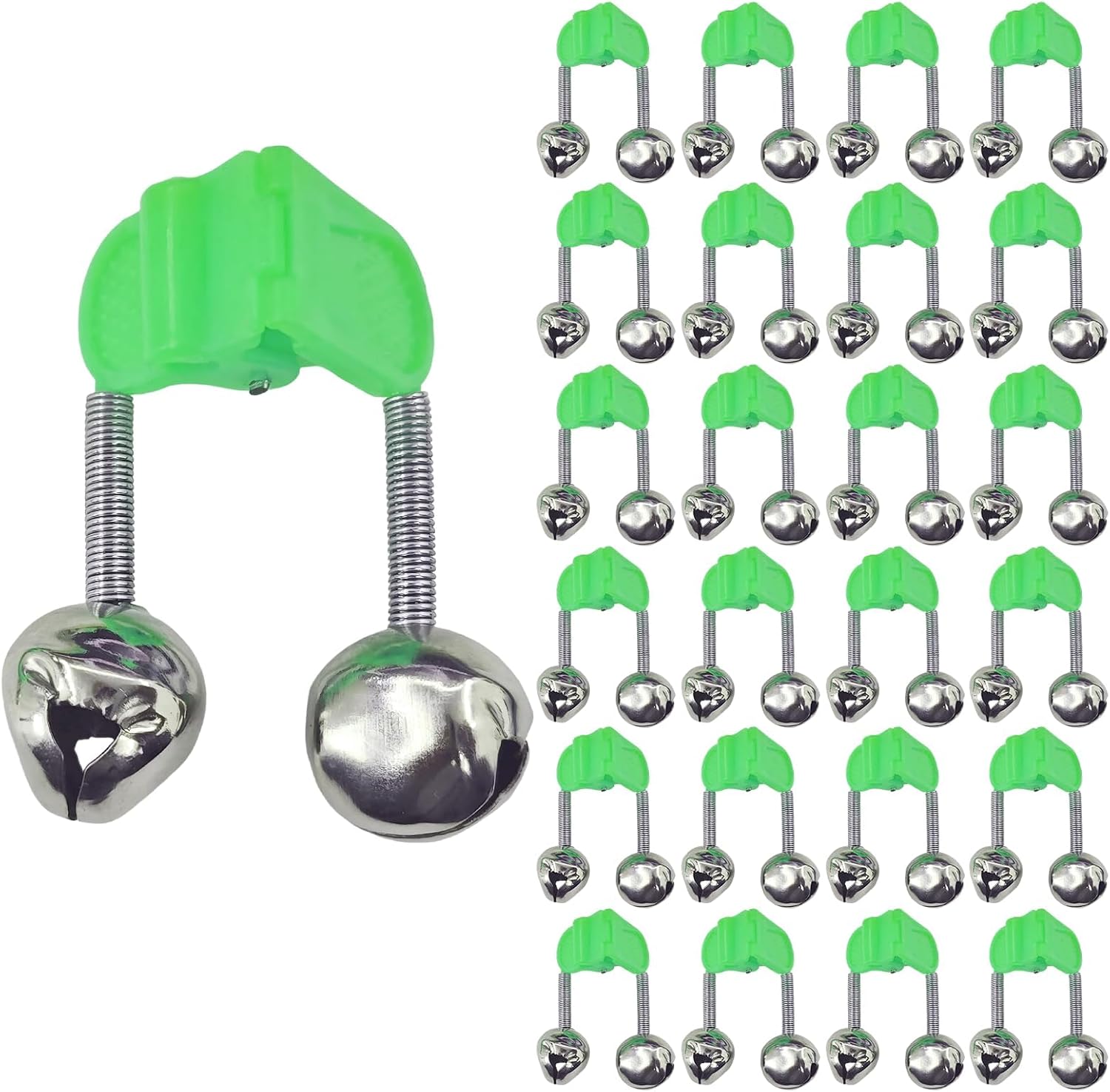 Fishing Bells for Rods,Dual Metal Bells Plastic Clip, Extra Loud Dual Alert Bells Clip, Bells for Fishing Poles,Ideal for Night Fishing, Ice Fishing,Sea Fishing